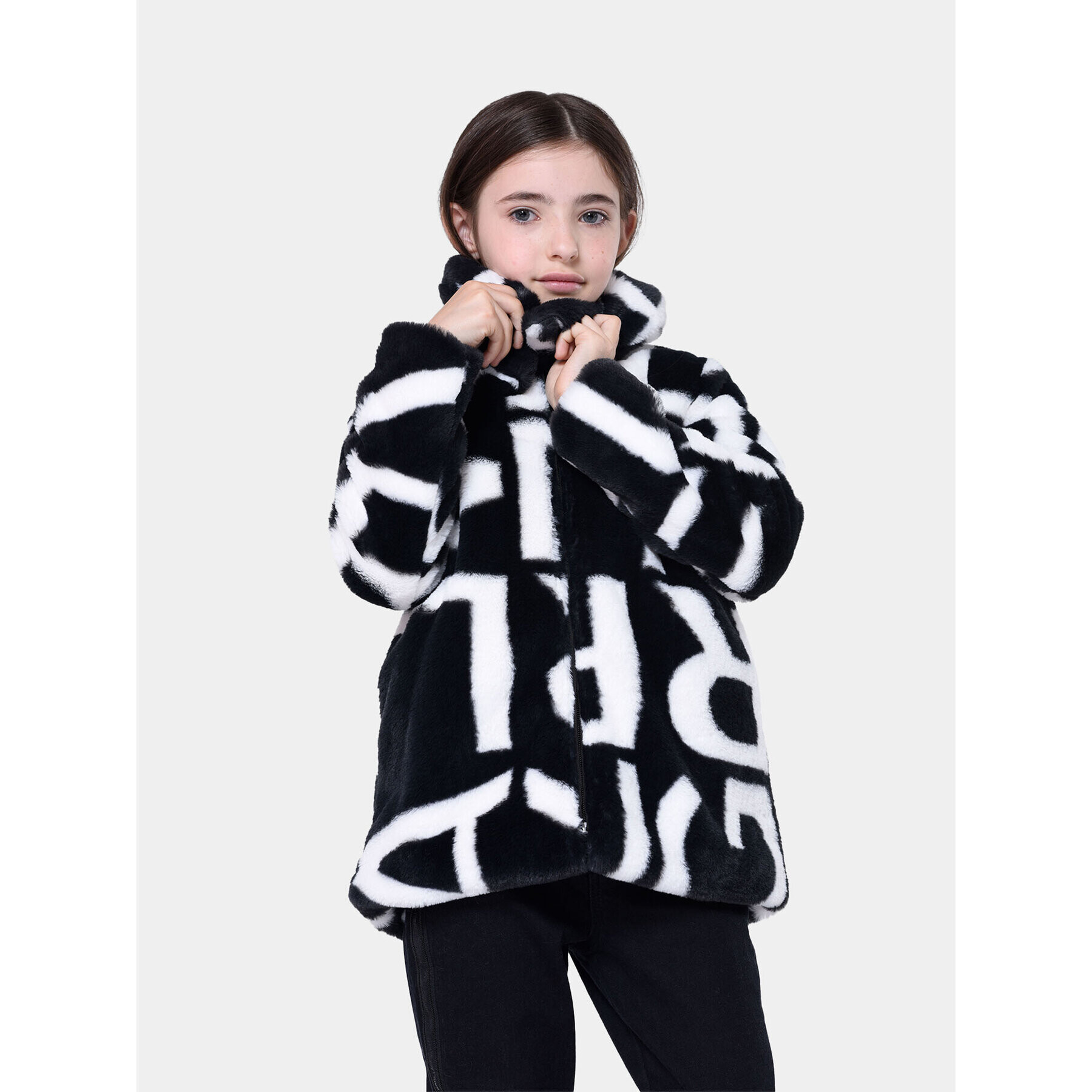 Karl Lagerfeld Kids Кожено палто Z16168 S Черен Regular Fit - Pepit.bg