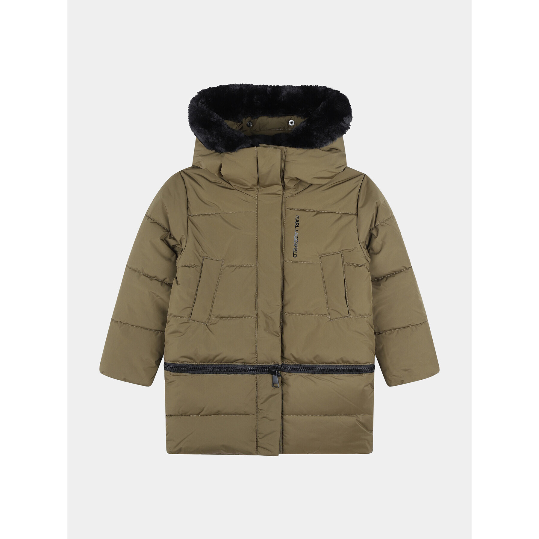 Karl Lagerfeld Kids Пухено яке Z16167 D Каки Regular Fit - Pepit.bg