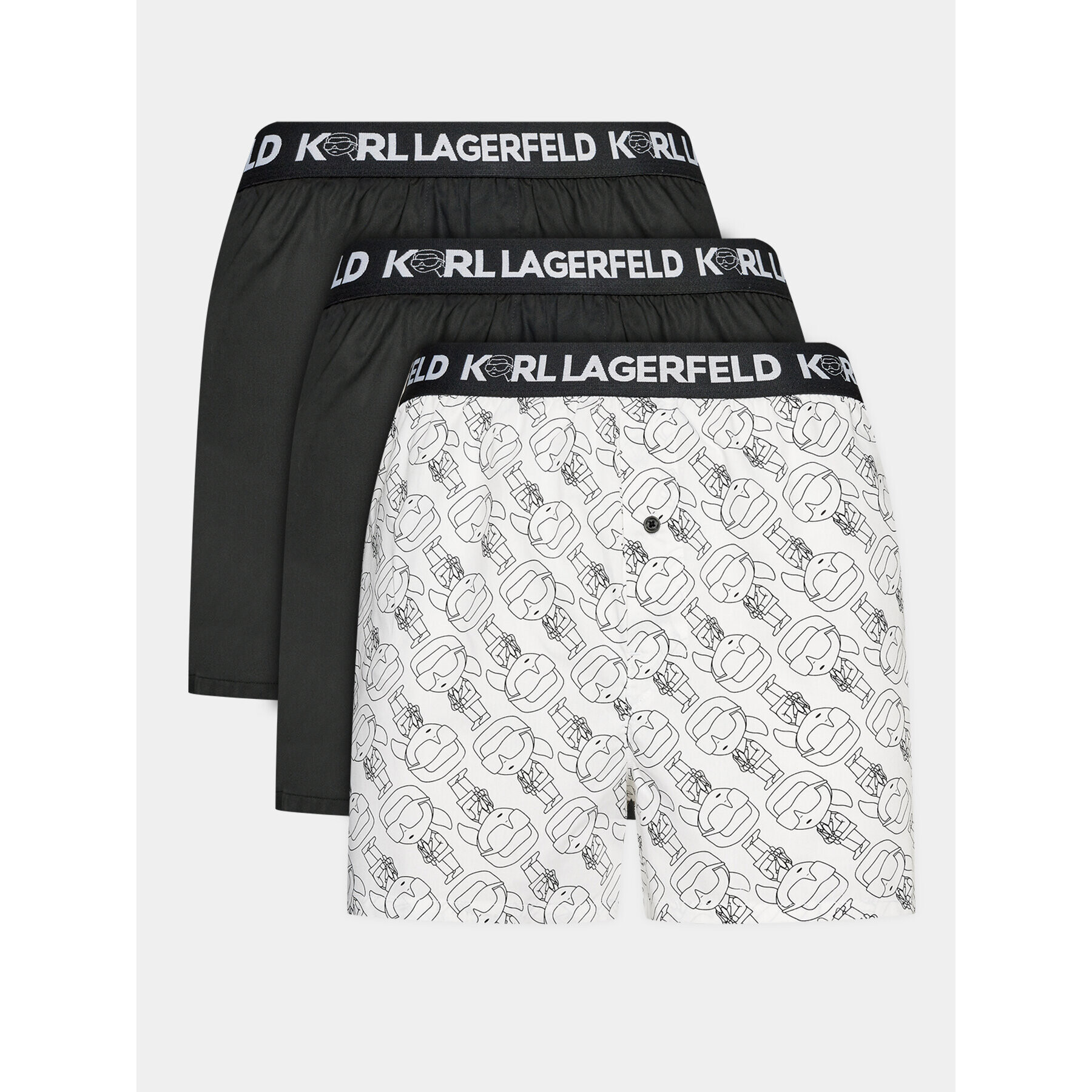 KARL LAGERFELD Комплект 3 чифта боксерки Ikonik 2.0 Woven Boxer (X3) 235M2115 Черен - Pepit.bg