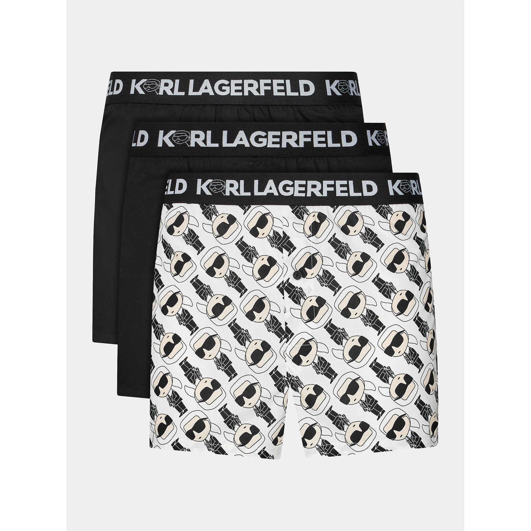 KARL LAGERFELD Комплект 3 чифта боксерки Ikonik 2.0 Woven Boxer (X3) 236M2102 Черен - Pepit.bg