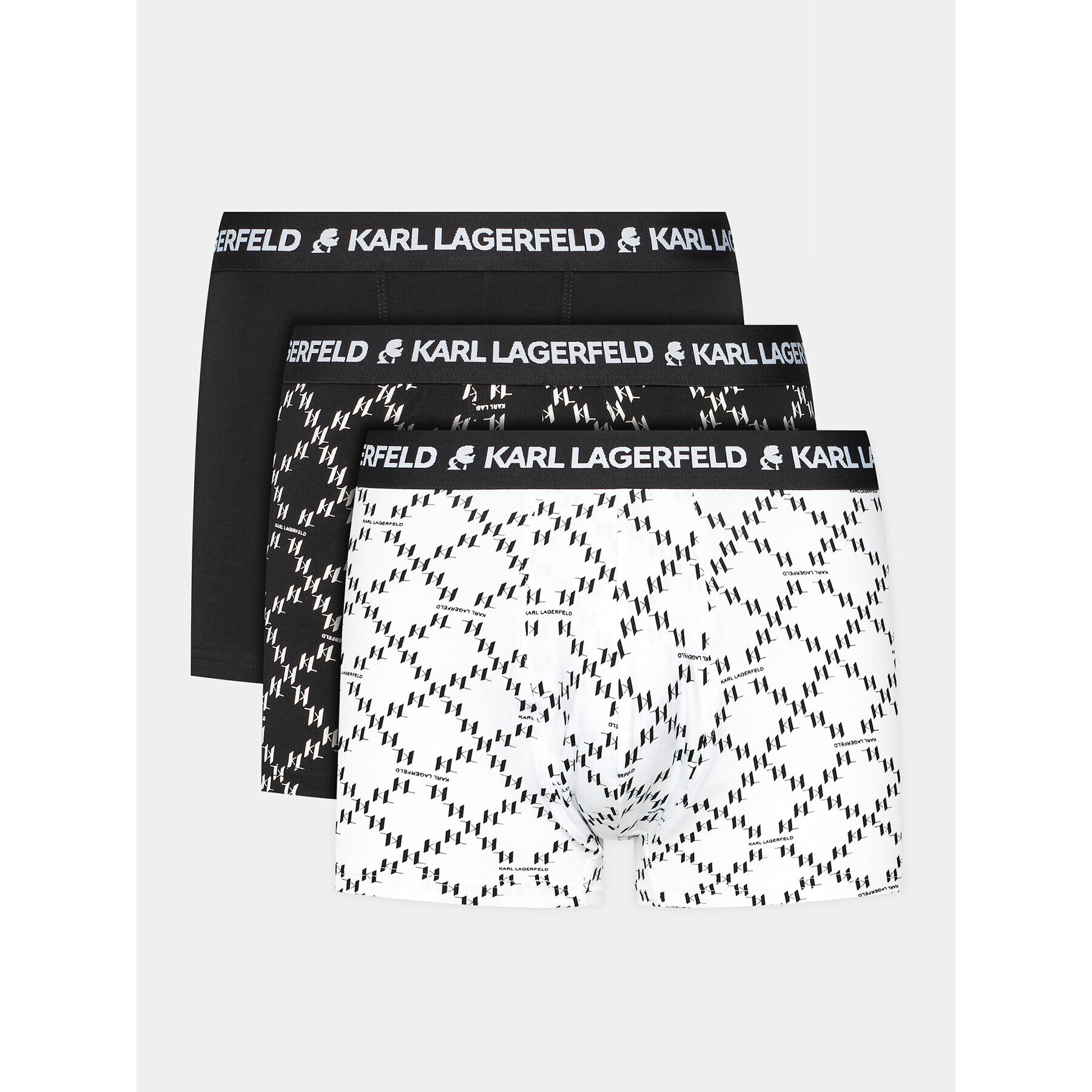 KARL LAGERFELD Комплект 3 чифта боксерки Logo Monogram Trunk Set(3Pack) 225M2101 Черен - Pepit.bg