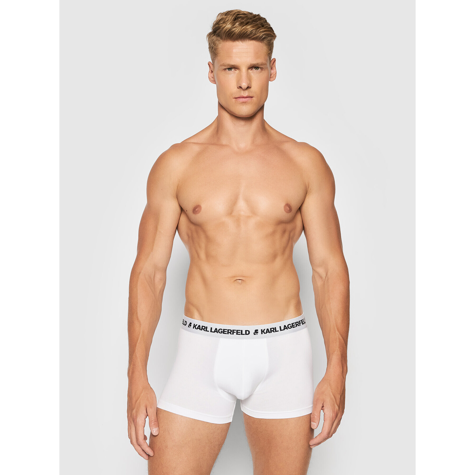 KARL LAGERFELD Комплект 3 чифта боксерки Logo Trunks 211M2102 Бял - Pepit.bg