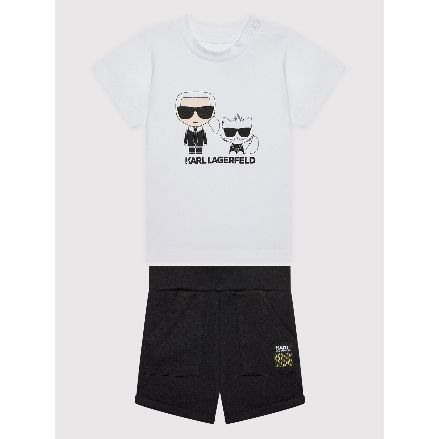 KARL LAGERFELD Комплект тишърт и спортни шорти Z98098 Бял Regular Fit - Pepit.bg