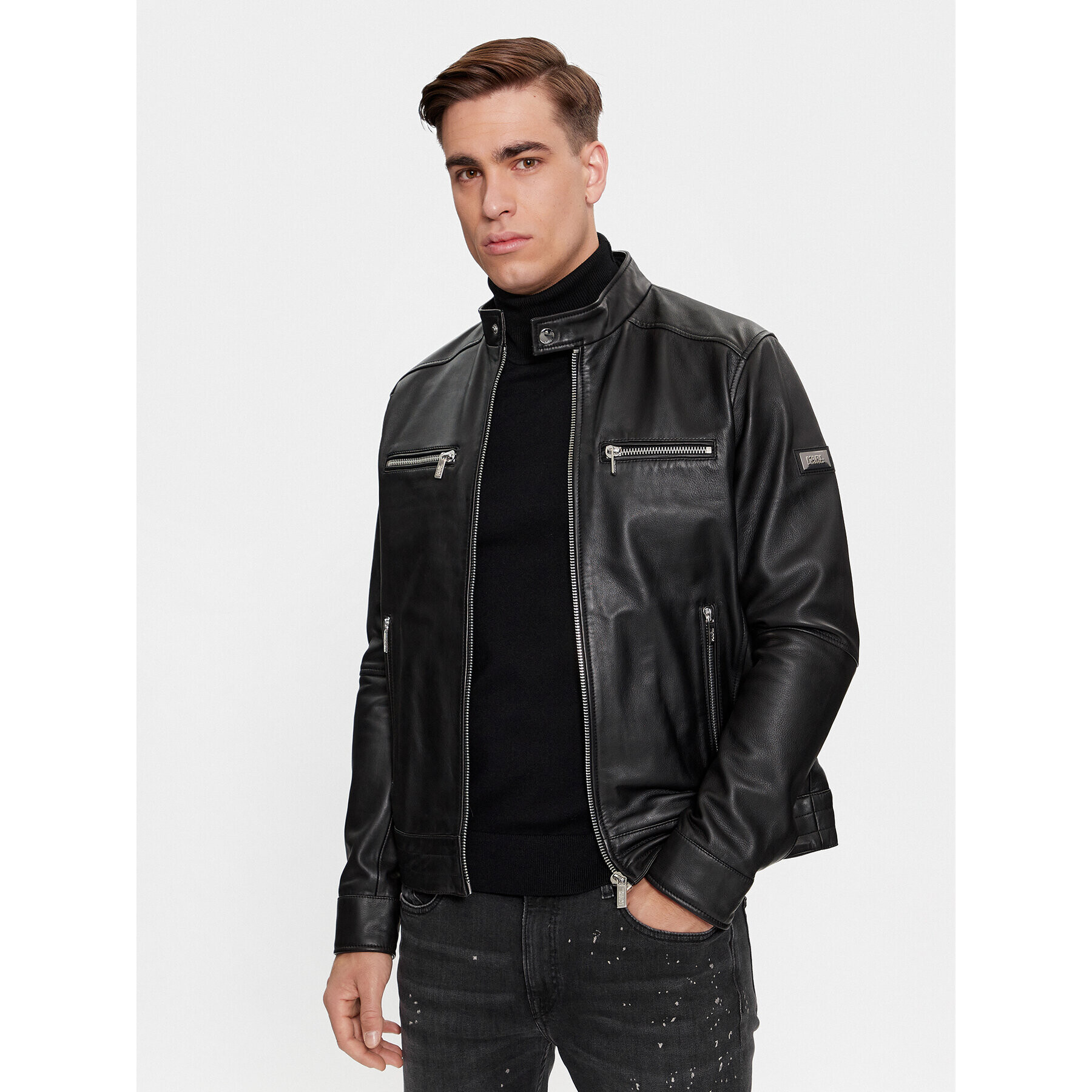 KARL LAGERFELD Кожено яке 555019 534422 Черен Regular Fit - Pepit.bg