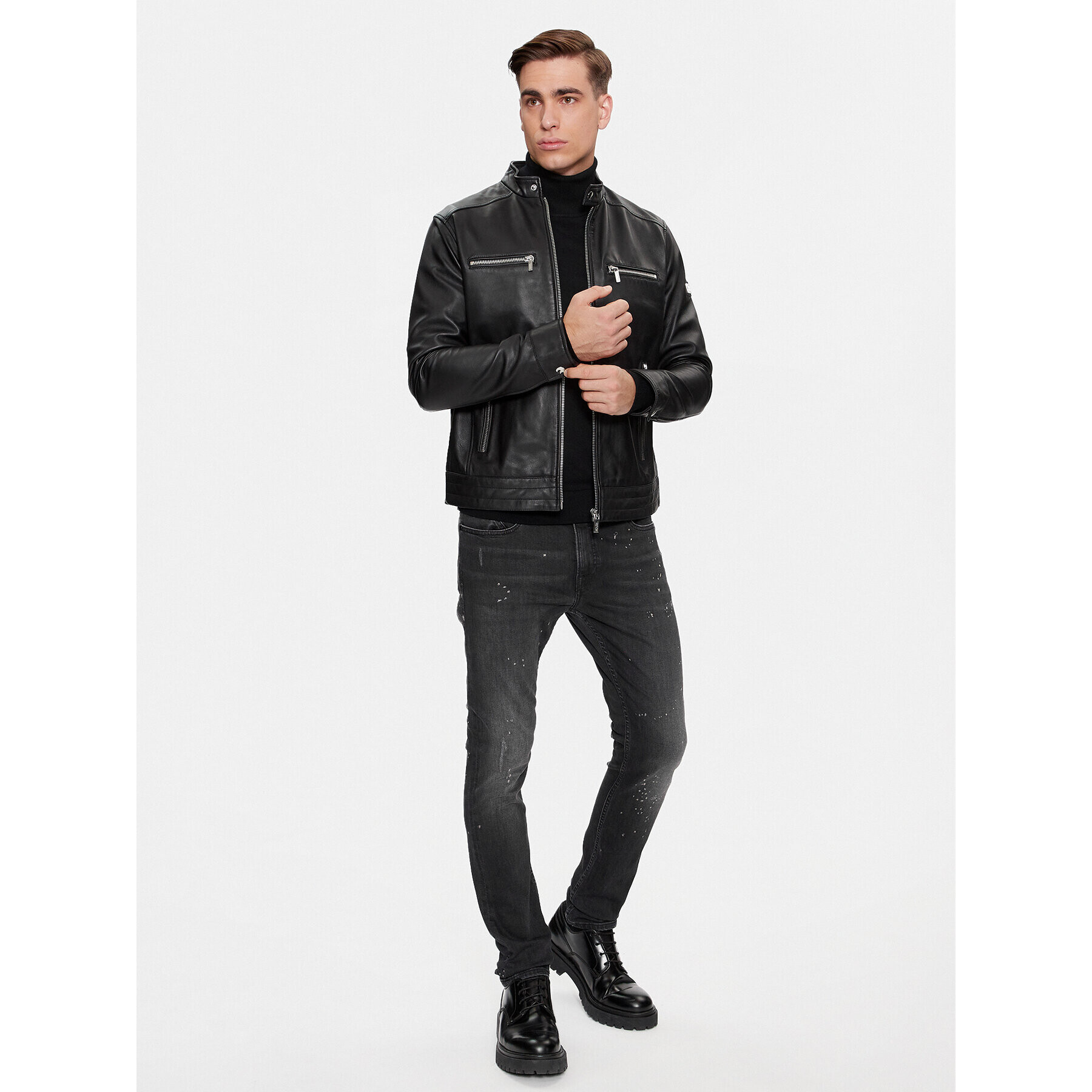 KARL LAGERFELD Кожено яке 555019 534422 Черен Regular Fit - Pepit.bg