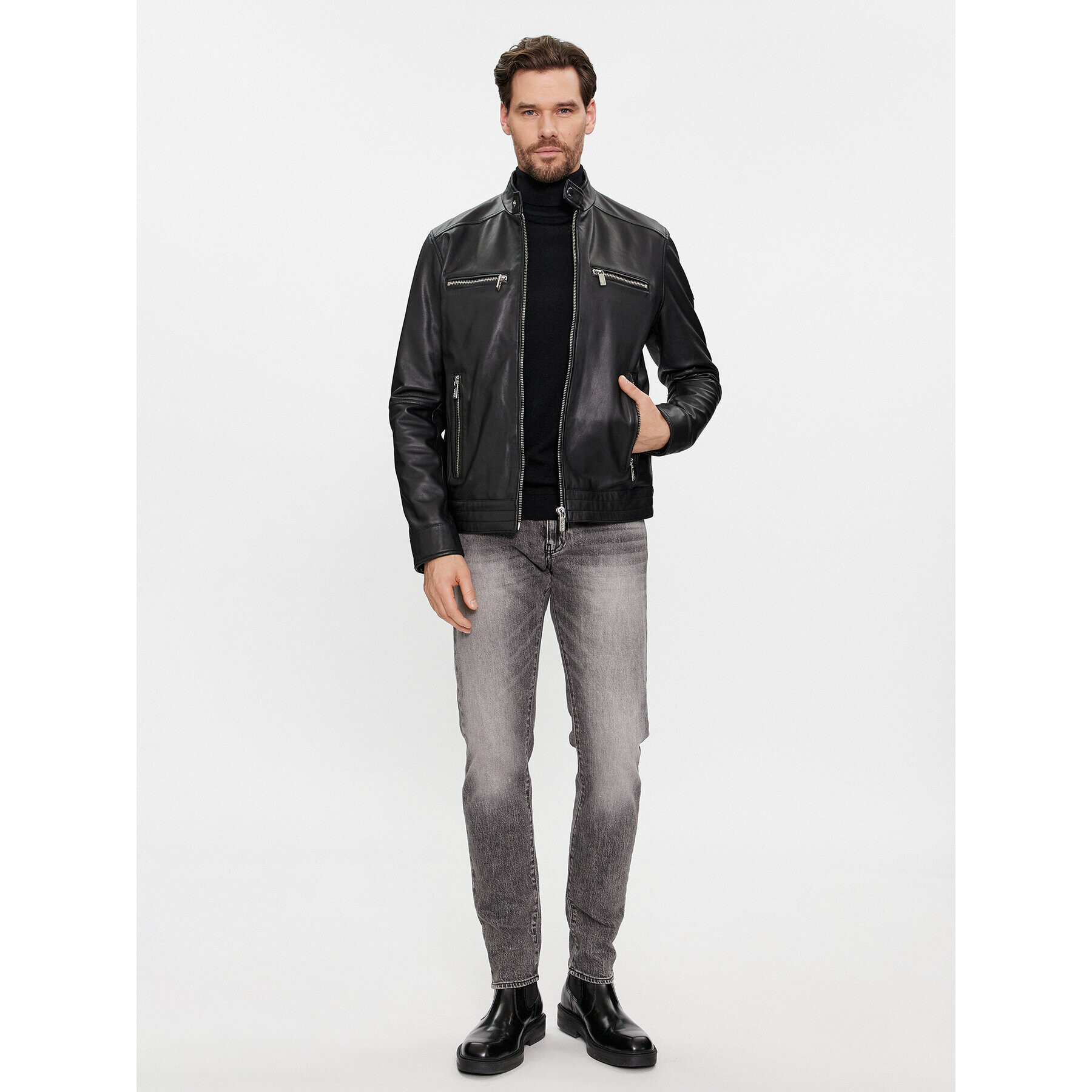 KARL LAGERFELD Кожено яке 555019 541422 Черен Regular Fit - Pepit.bg