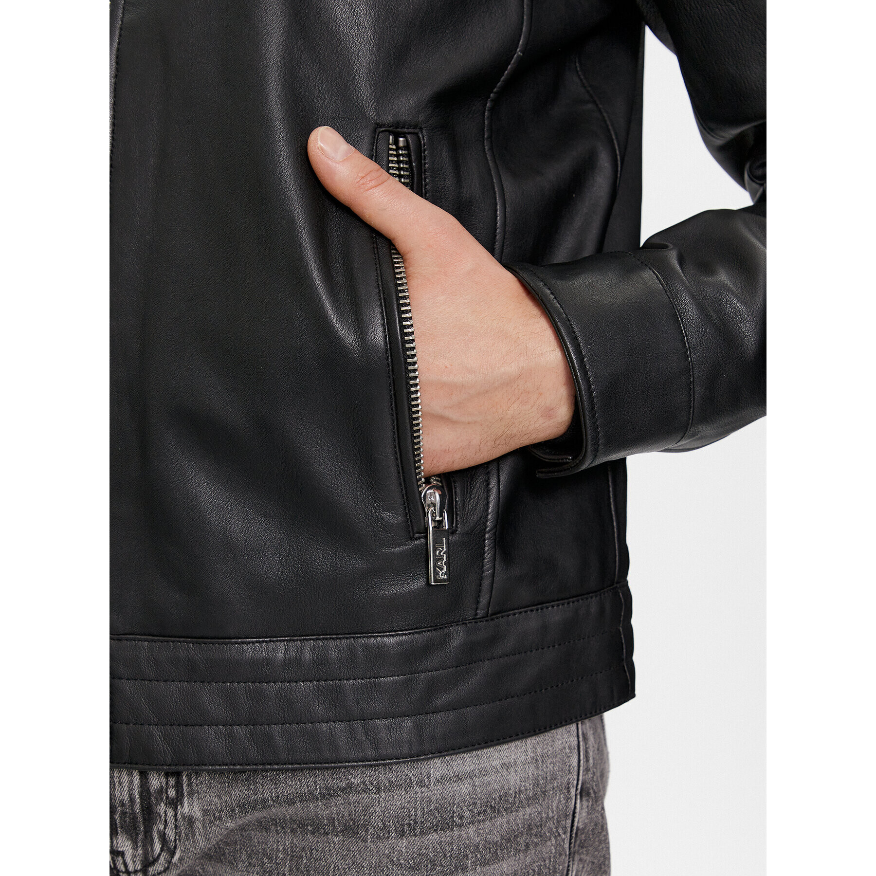 KARL LAGERFELD Кожено яке 555019 541422 Черен Regular Fit - Pepit.bg