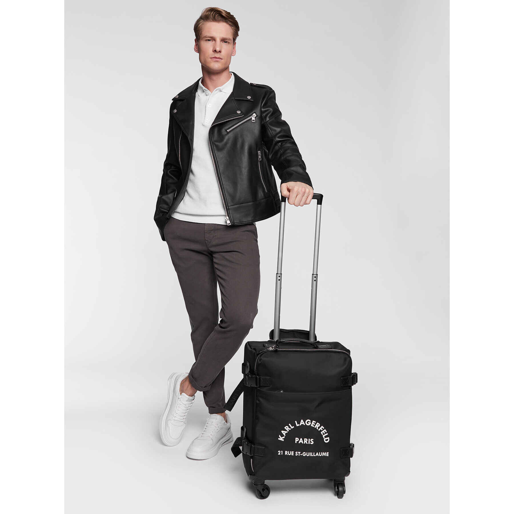KARL LAGERFELD Малък текстилен куфар 225W3022 Черен - Pepit.bg