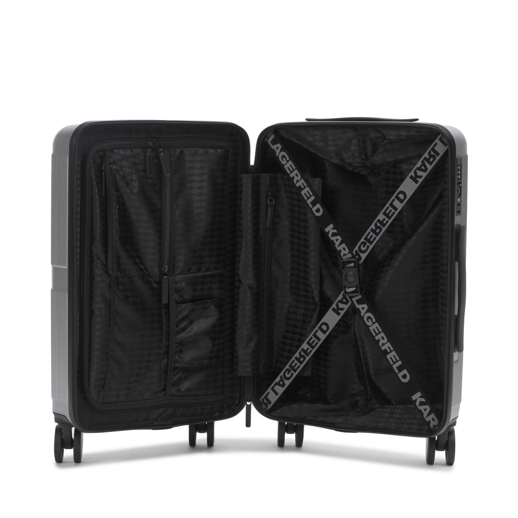 KARL LAGERFELD Малък твърд куфар 210W3022 Сребрист - Pepit.bg