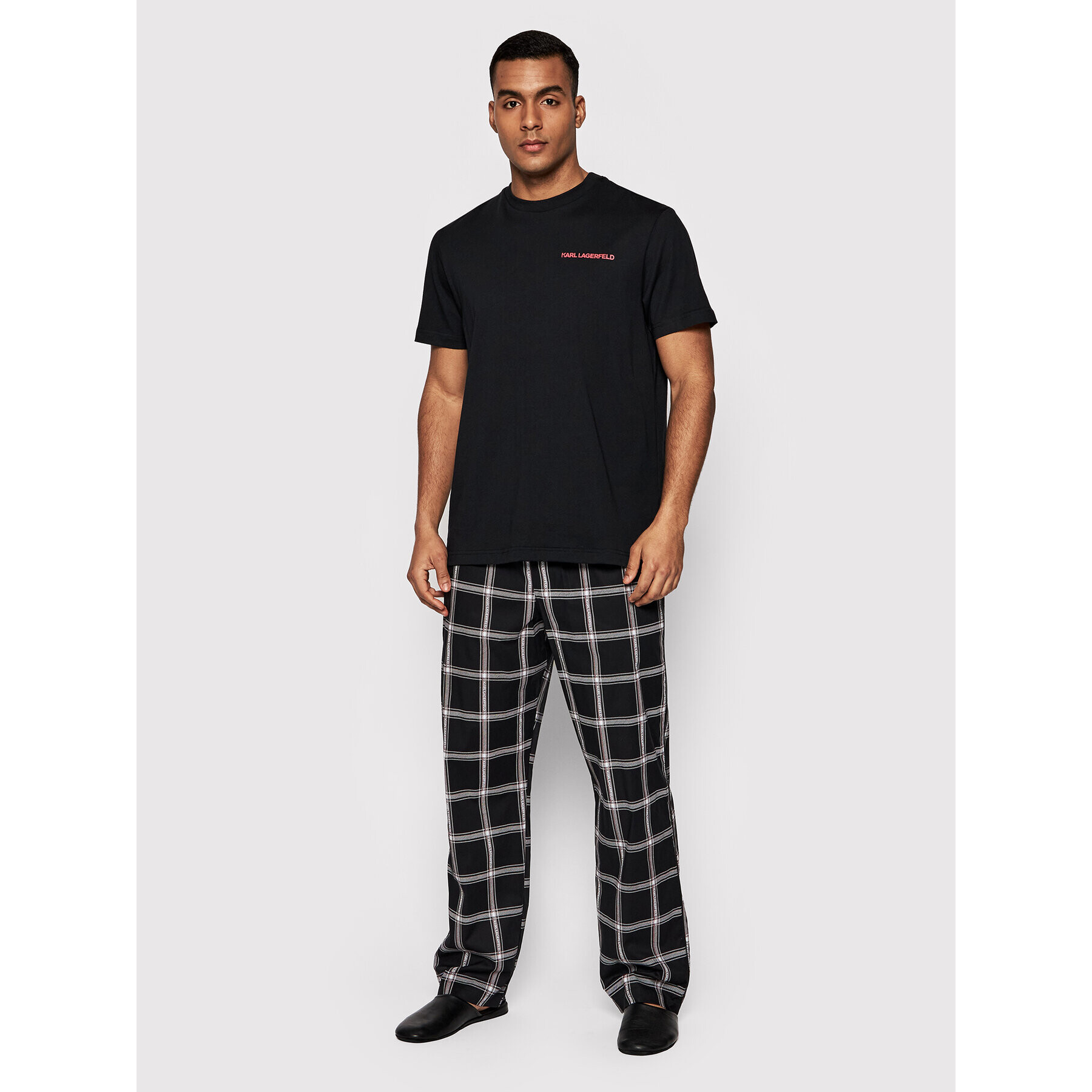 KARL LAGERFELD Пижама Check 220M2128 Черен Relaxed Fit - Pepit.bg