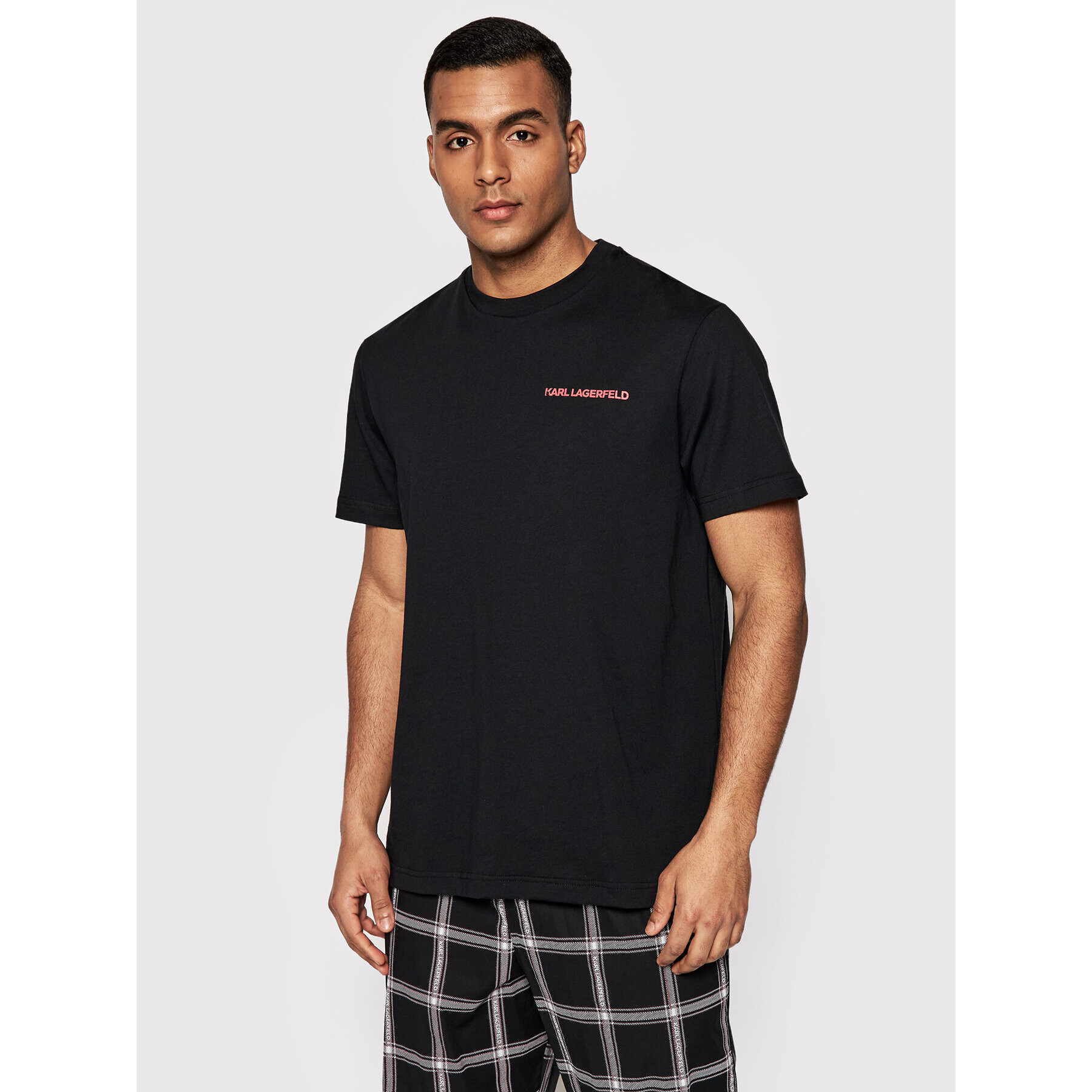 KARL LAGERFELD Пижама Check 220M2128 Черен Relaxed Fit - Pepit.bg