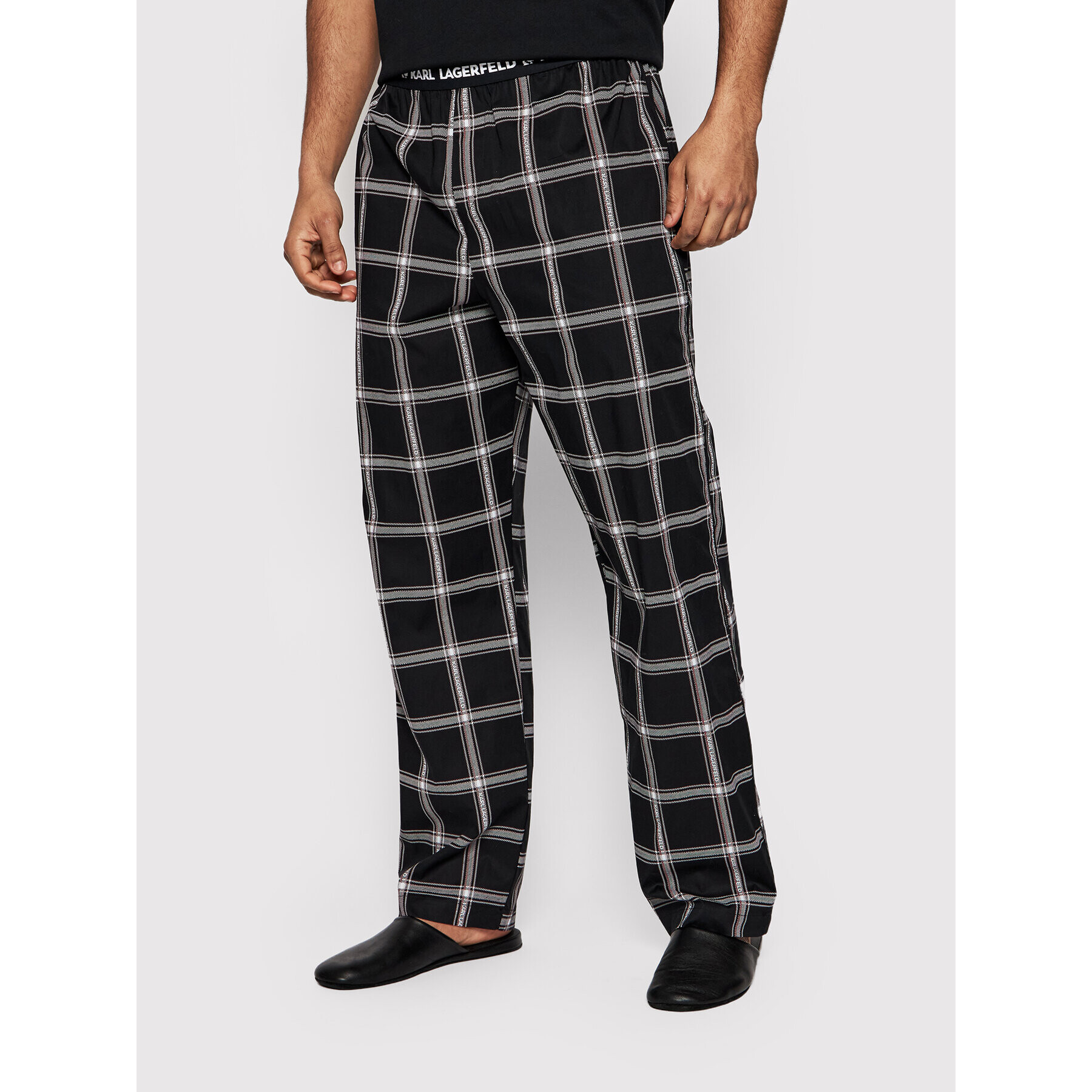 KARL LAGERFELD Пижама Check 220M2128 Черен Relaxed Fit - Pepit.bg