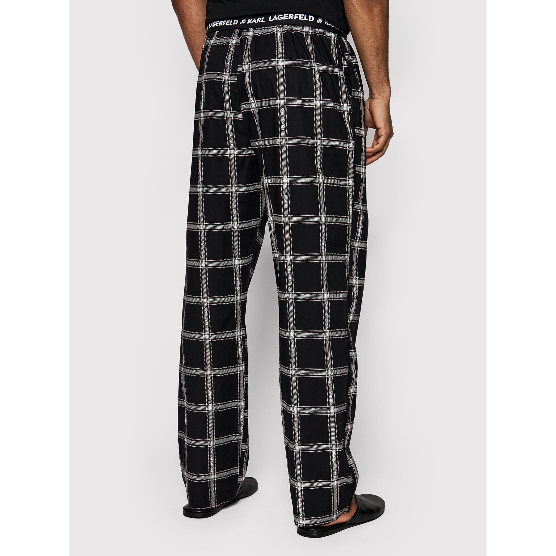KARL LAGERFELD Пижама Check 220M2128 Черен Relaxed Fit - Pepit.bg