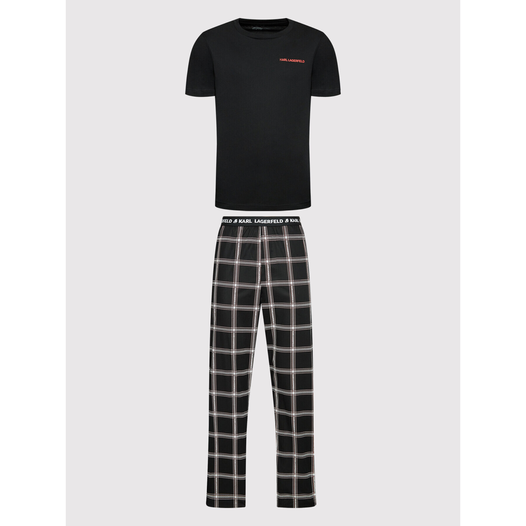 KARL LAGERFELD Пижама Check 220M2128 Черен Relaxed Fit - Pepit.bg