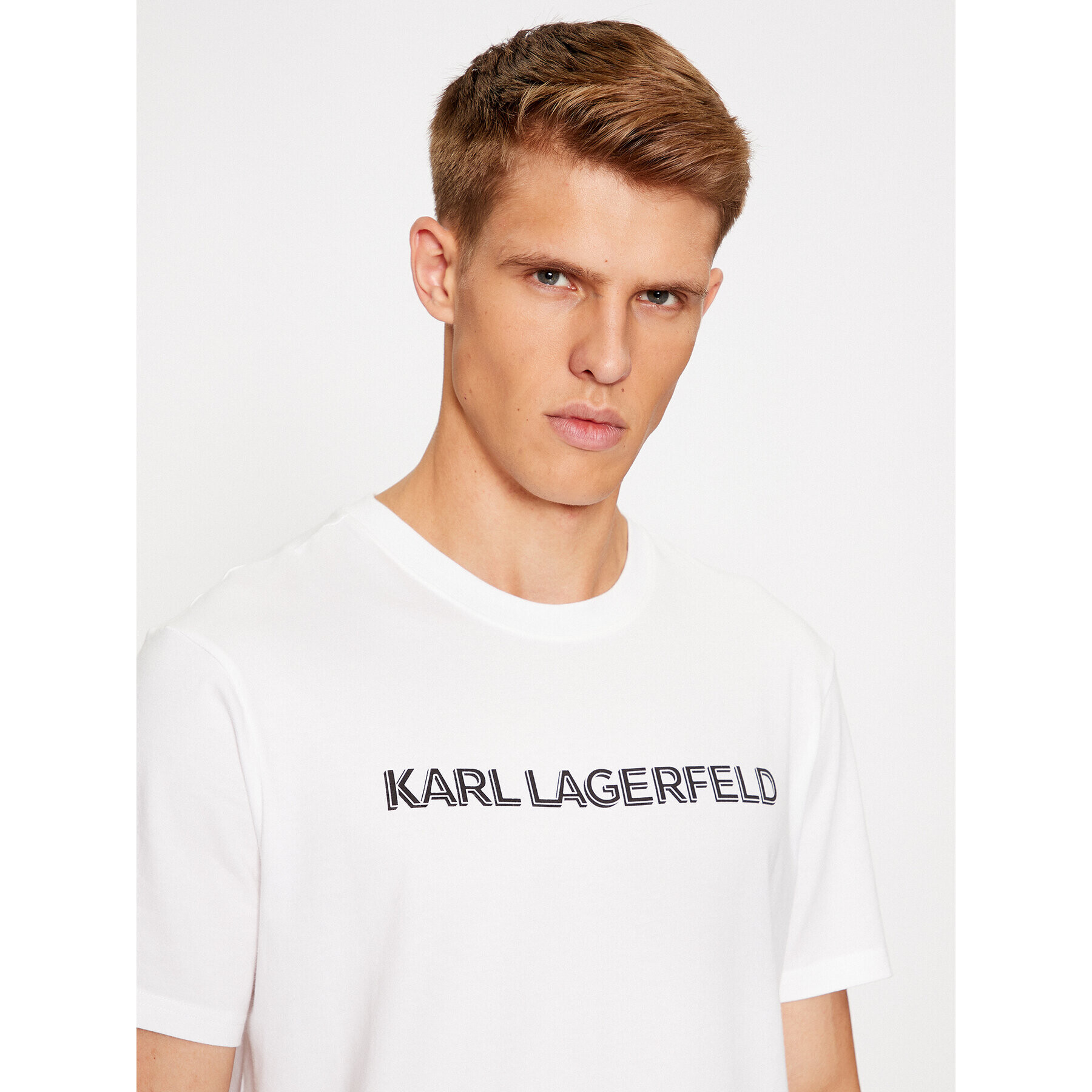 KARL LAGERFELD Пижама Printed Pj T-Shirt Set 225M2100 Бял Regular Fit - Pepit.bg