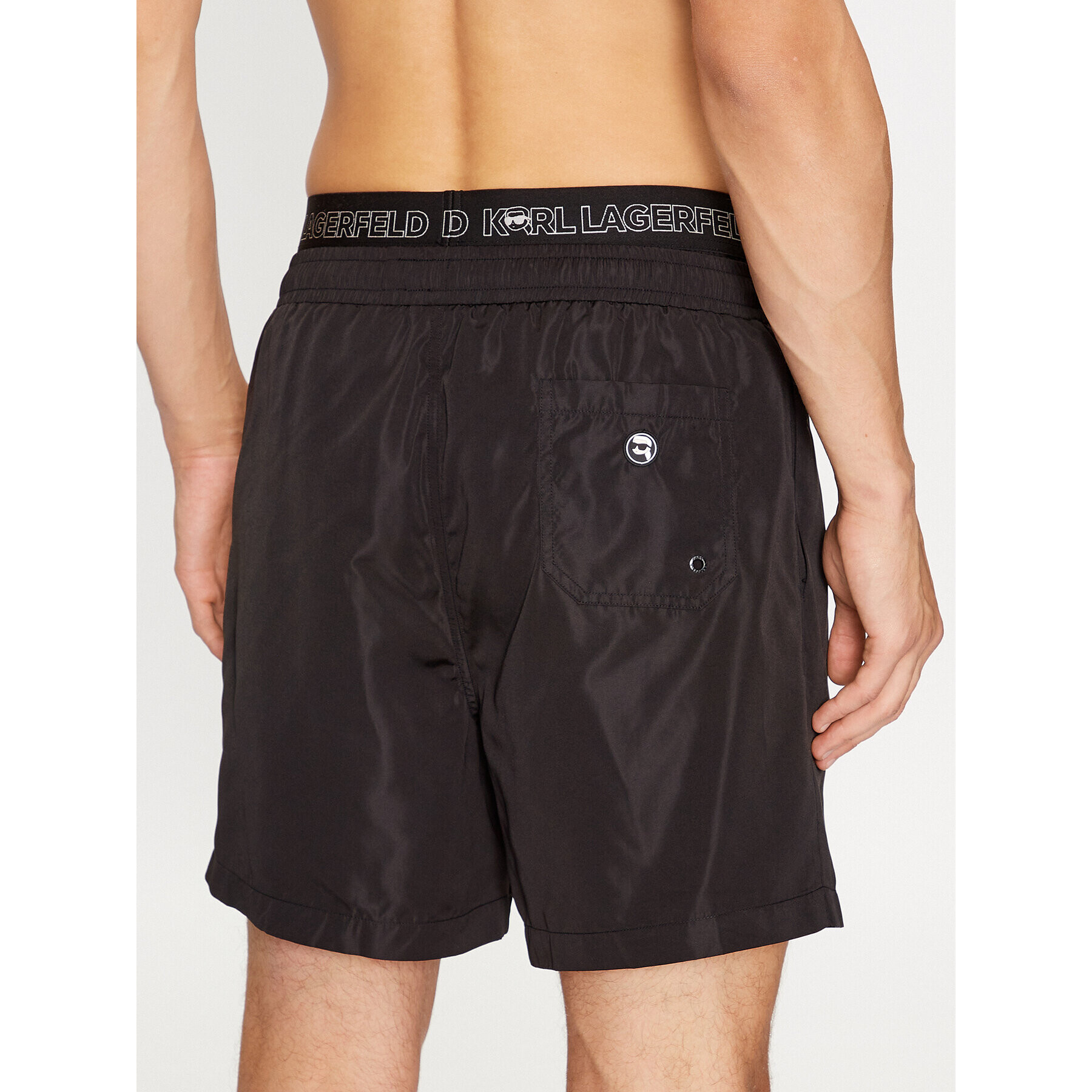 KARL LAGERFELD Плажни шорти Ikonik 2.0 Elastic Med Shorts 235M2213 Черен Regular Fit - Pepit.bg