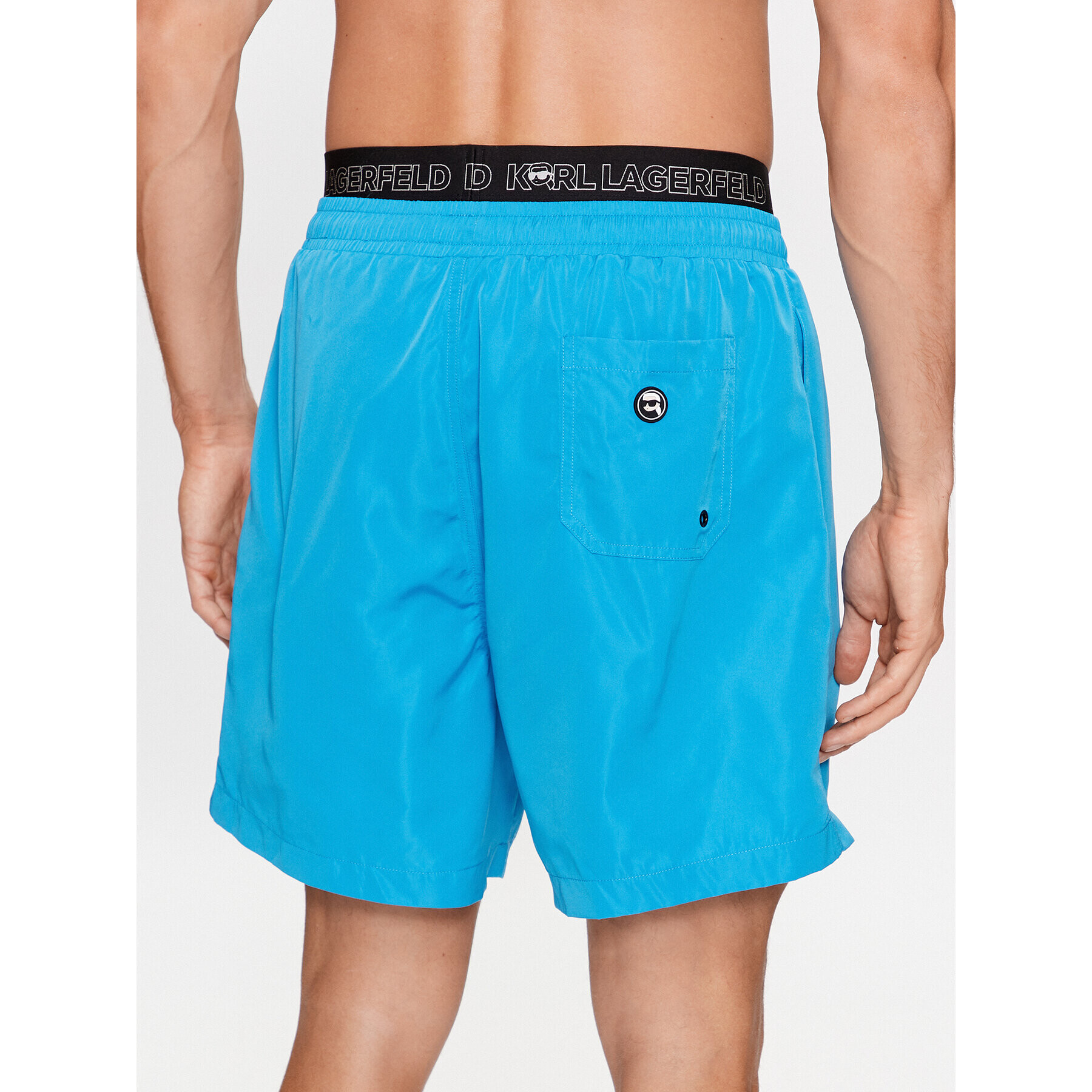 KARL LAGERFELD Плажни шорти Ikonik 2.0 Elastic Med Shorts 235M2213 Син Regular Fit - Pepit.bg