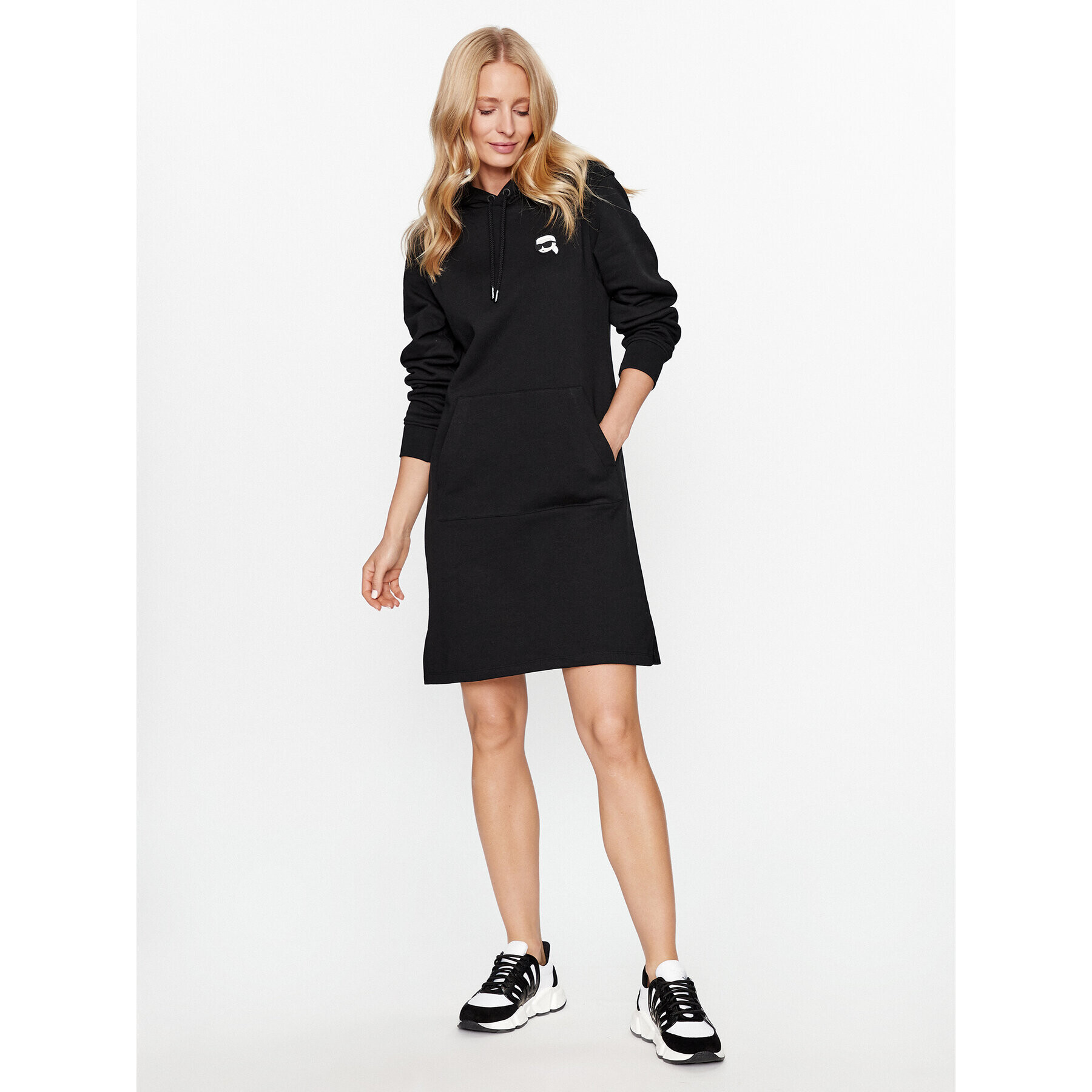 KARL LAGERFELD Плетена рокля Hun's Pick 236W1355 Черен Regular Fit - Pepit.bg