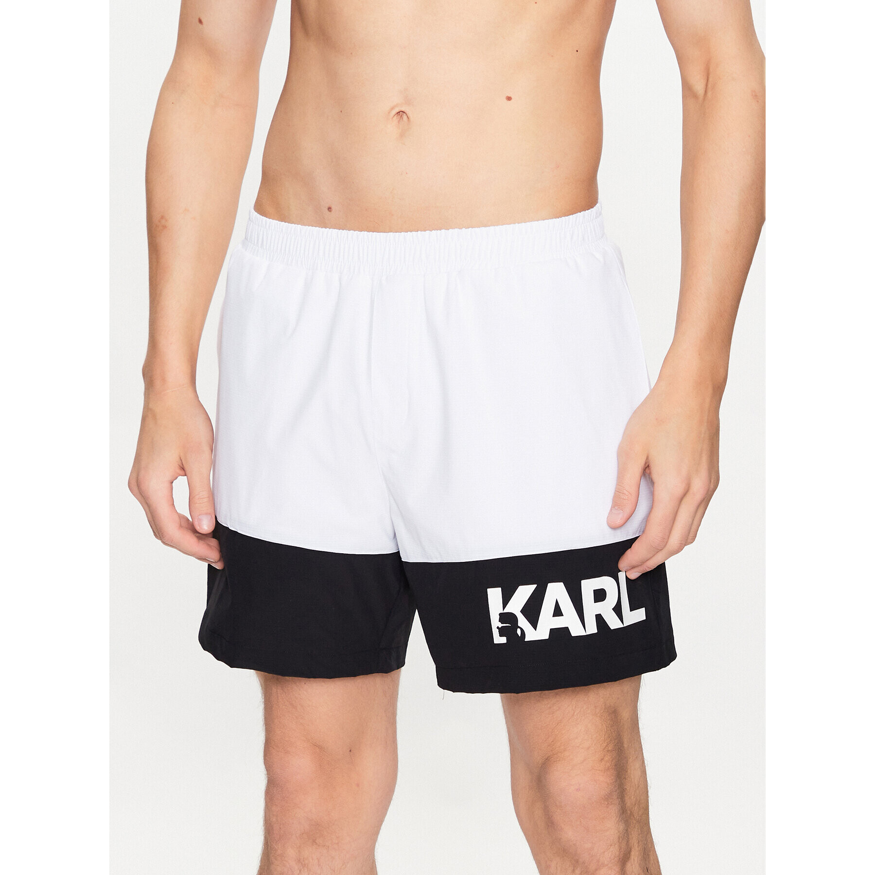 KARL LAGERFELD Плувни шорти 230M2206 Бял Regular Fit - Pepit.bg