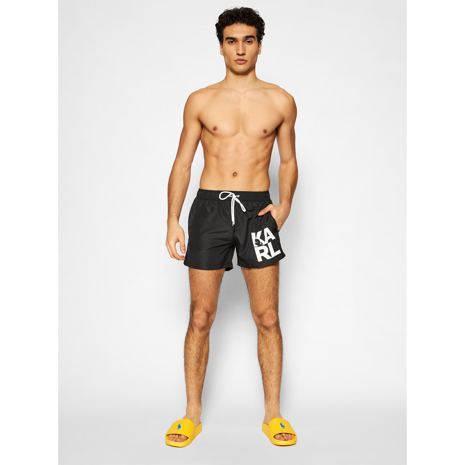 KARL LAGERFELD Плувни шорти Classic KL21MBS02 Черен Regular Fit - Pepit.bg