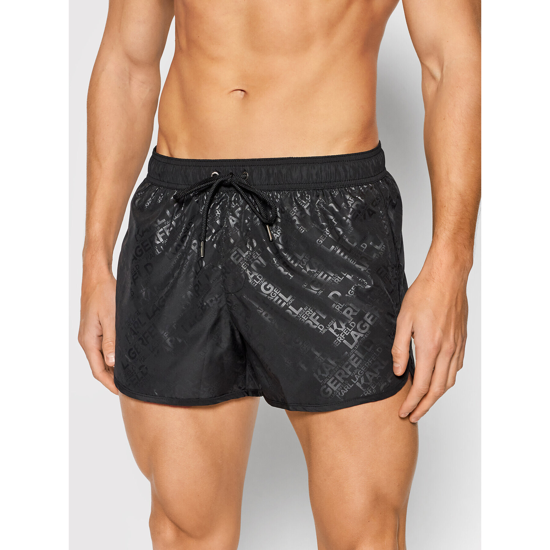 KARL LAGERFELD Плувни шорти Elegant Aop KL21MBS08 Черен Regular Fit - Pepit.bg
