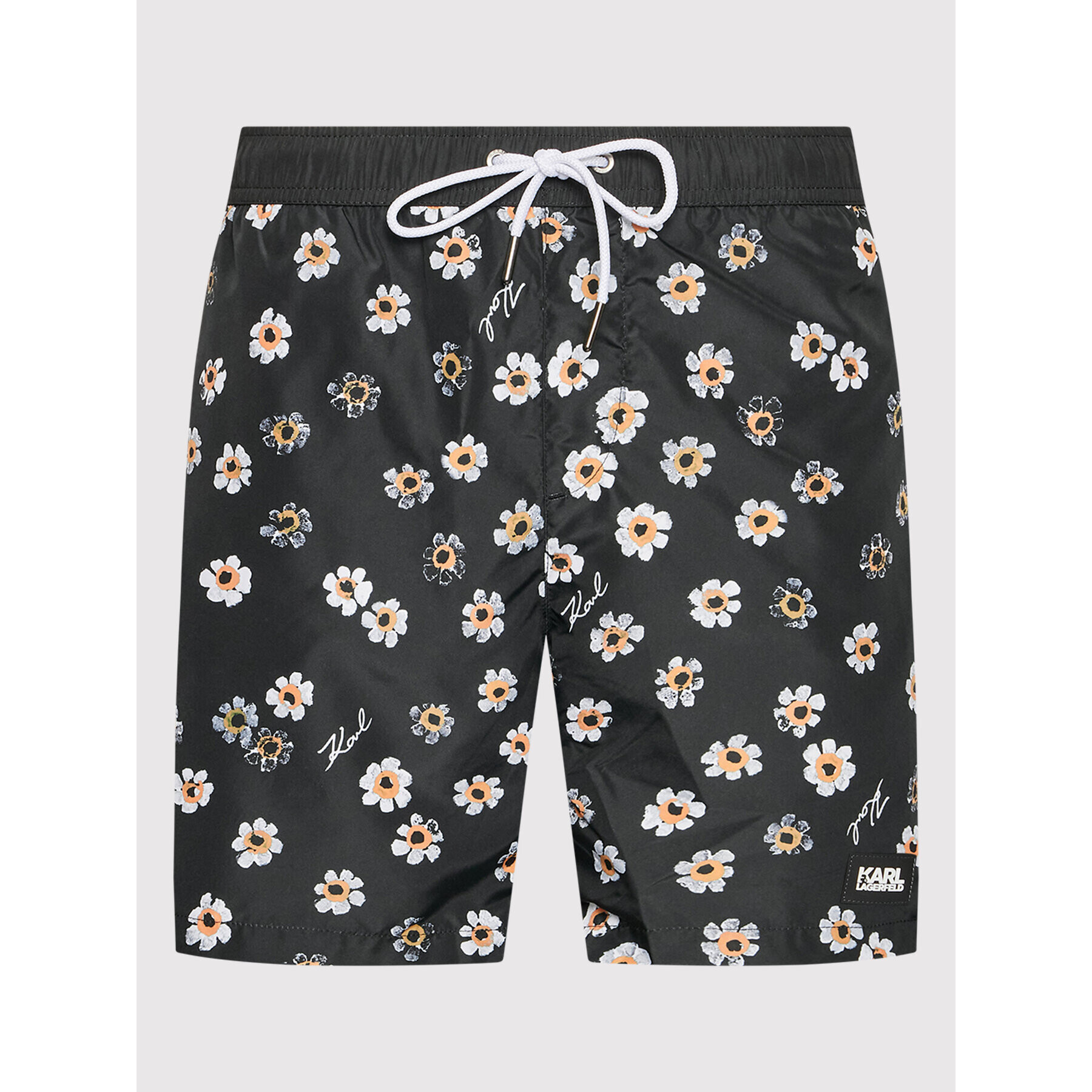 KARL LAGERFELD Плувни шорти Flower KL22MBM07 Черен Regular Fit - Pepit.bg