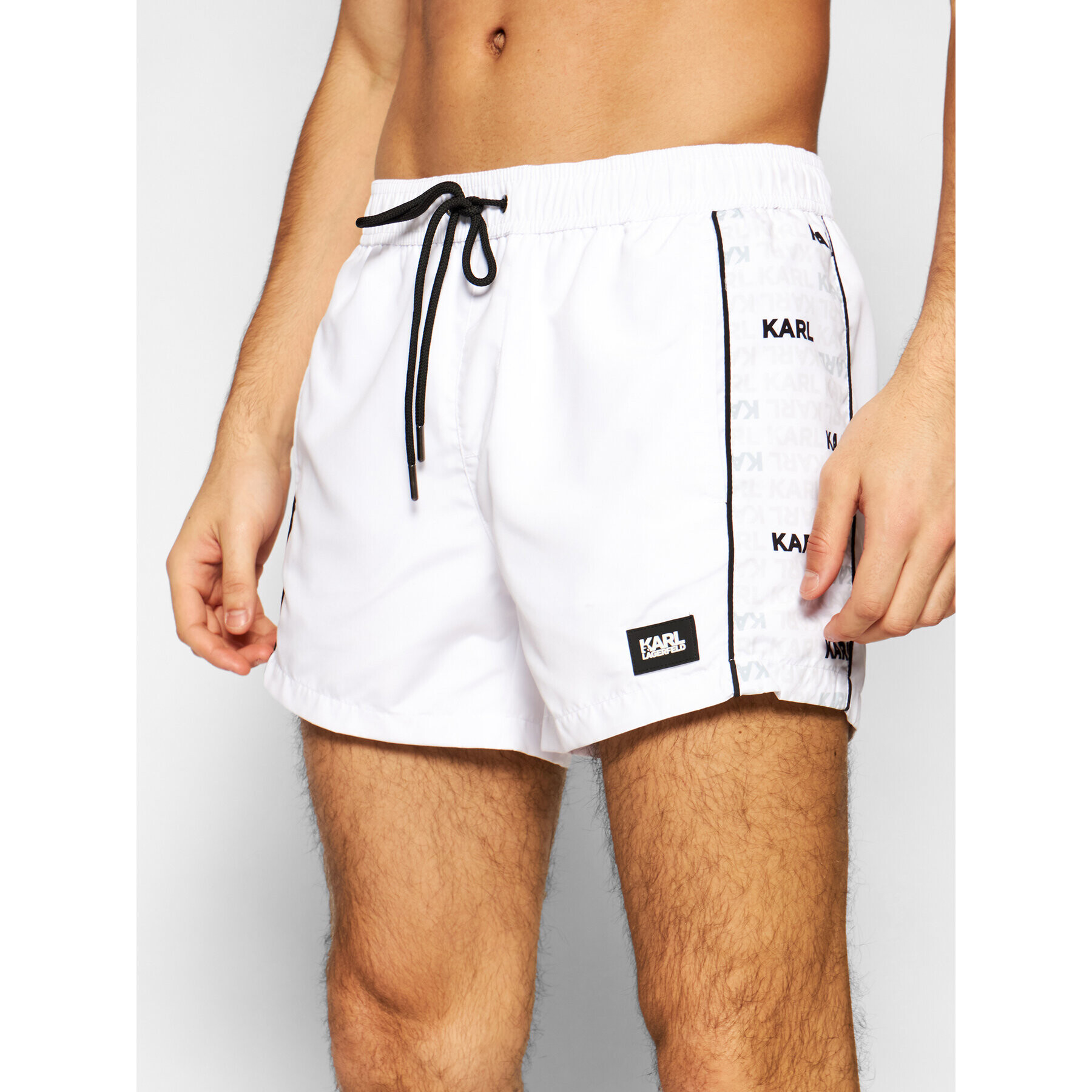 KARL LAGERFELD Плувни шорти KL21MBS06 Бял Regular Fit - Pepit.bg