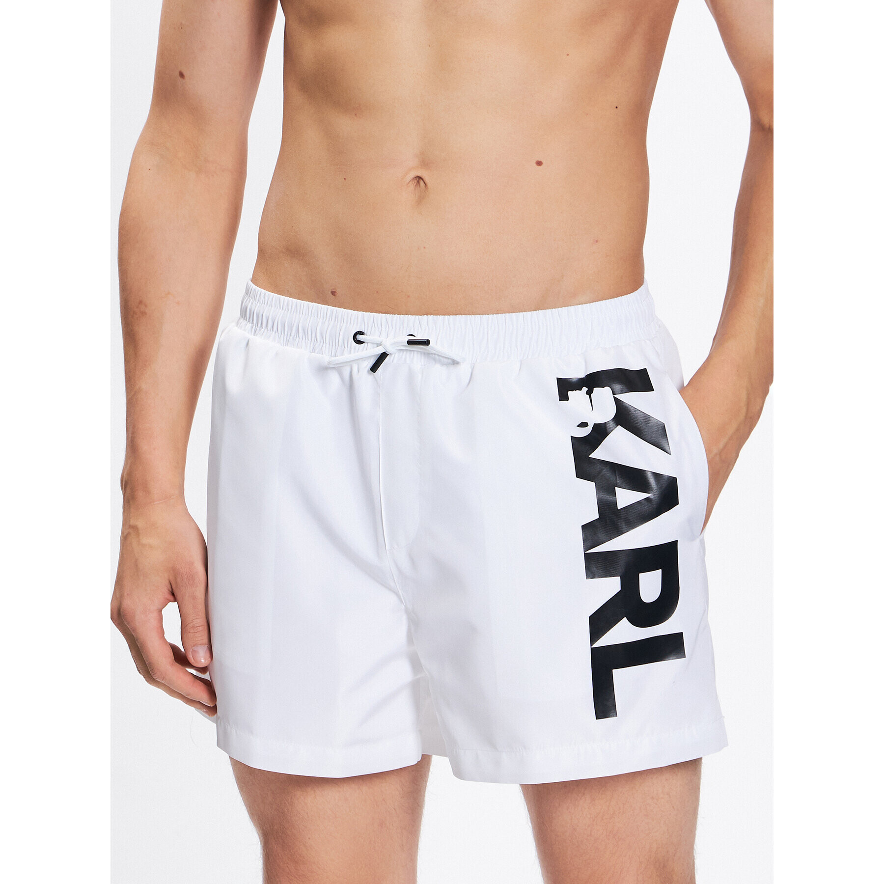 KARL LAGERFELD Плувни шорти Logo 230M2202 Бял Regular Fit - Pepit.bg