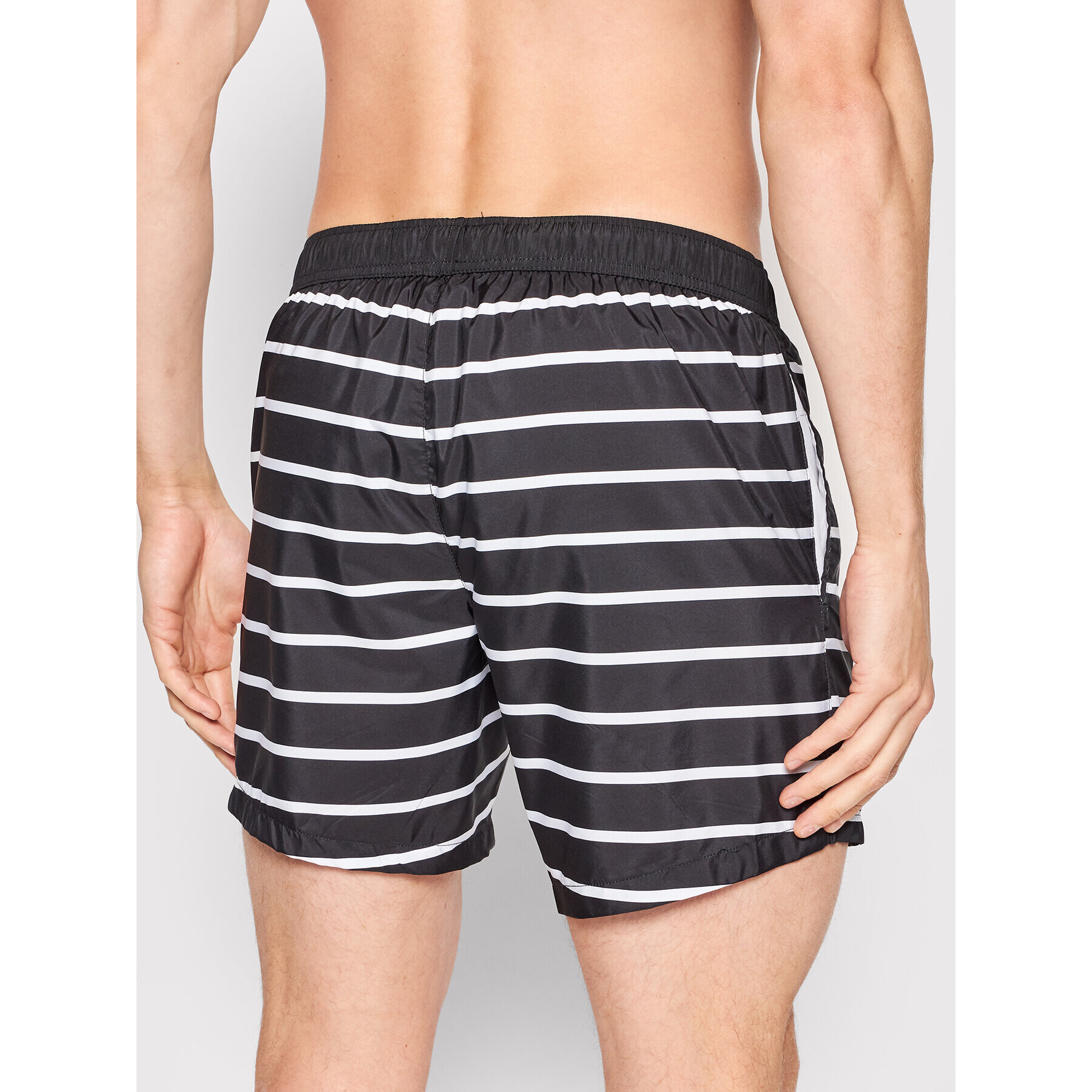 KARL LAGERFELD Плувни шорти Stripes KL22MBM04 Черен Regular Fit - Pepit.bg