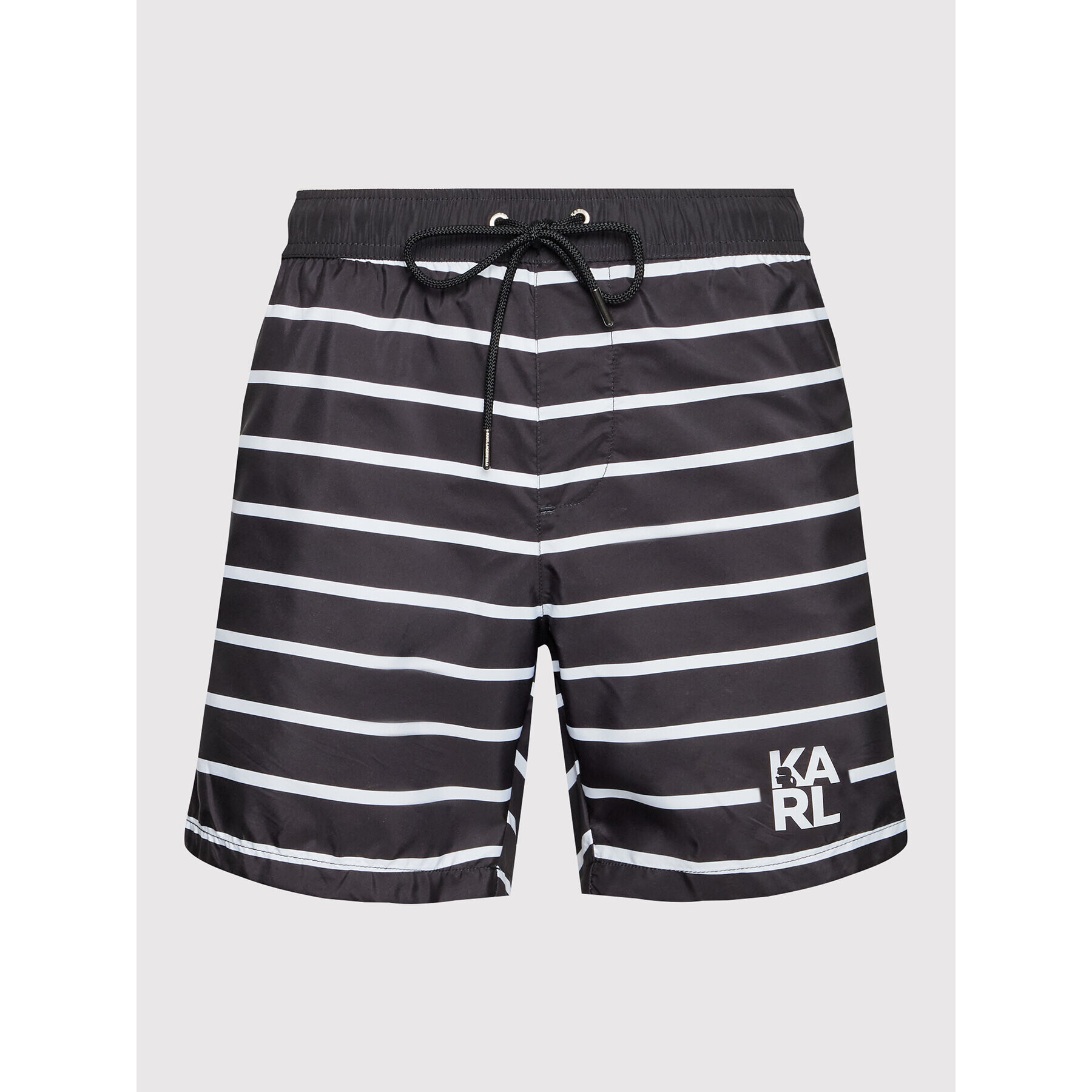 KARL LAGERFELD Плувни шорти Stripes KL22MBM04 Черен Regular Fit - Pepit.bg