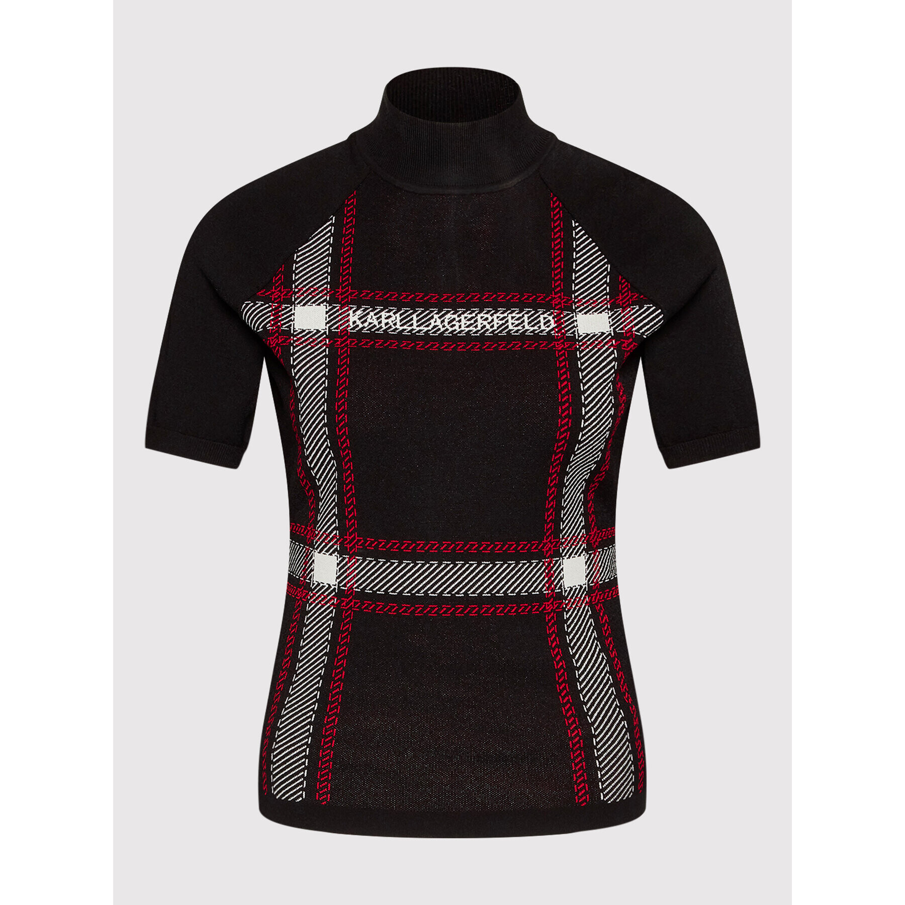 KARL LAGERFELD Поло Check Knitted 220W2002 Черен Regular Fit - Pepit.bg