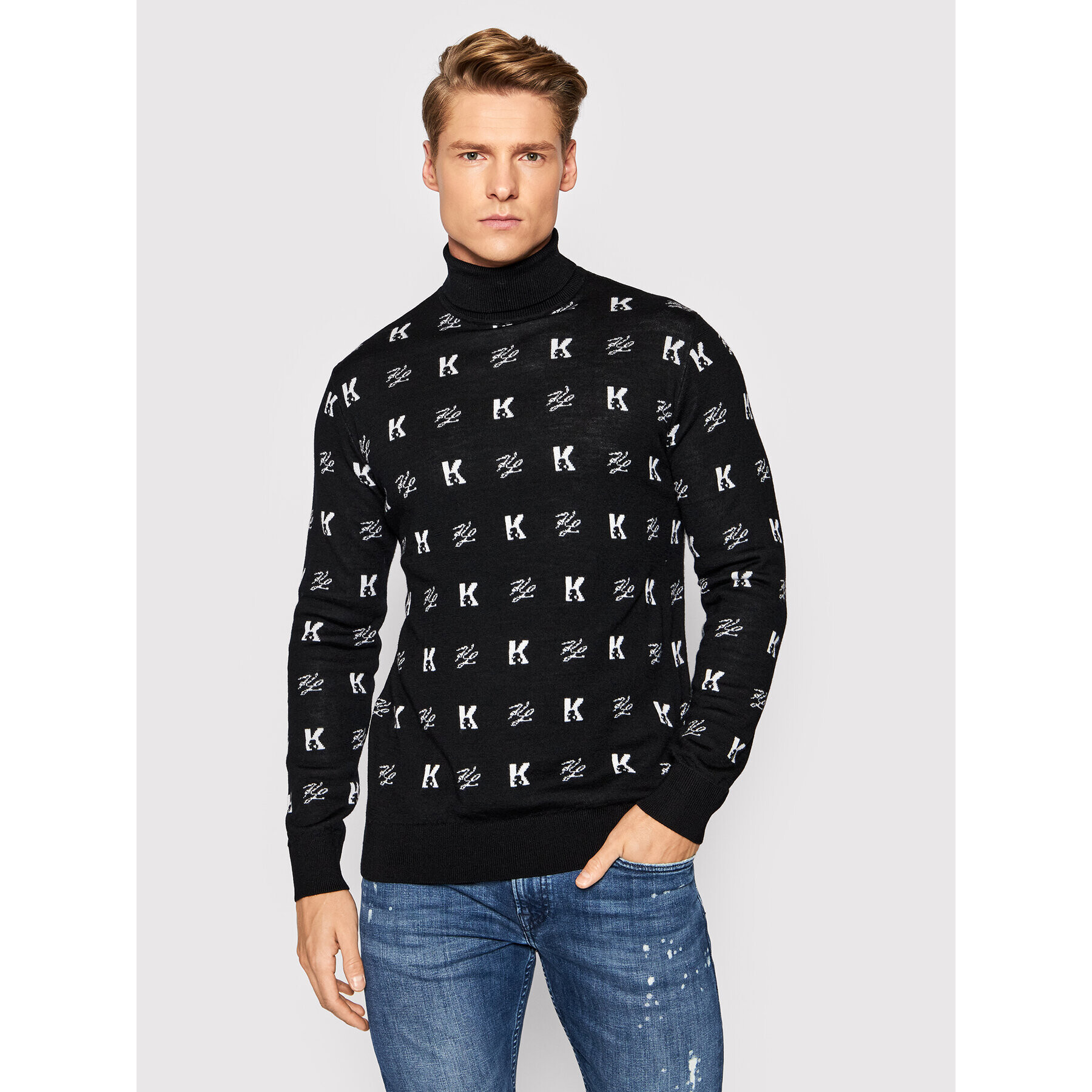 KARL LAGERFELD Поло Knit 655060 512399 Черен Regular Fit - Pepit.bg