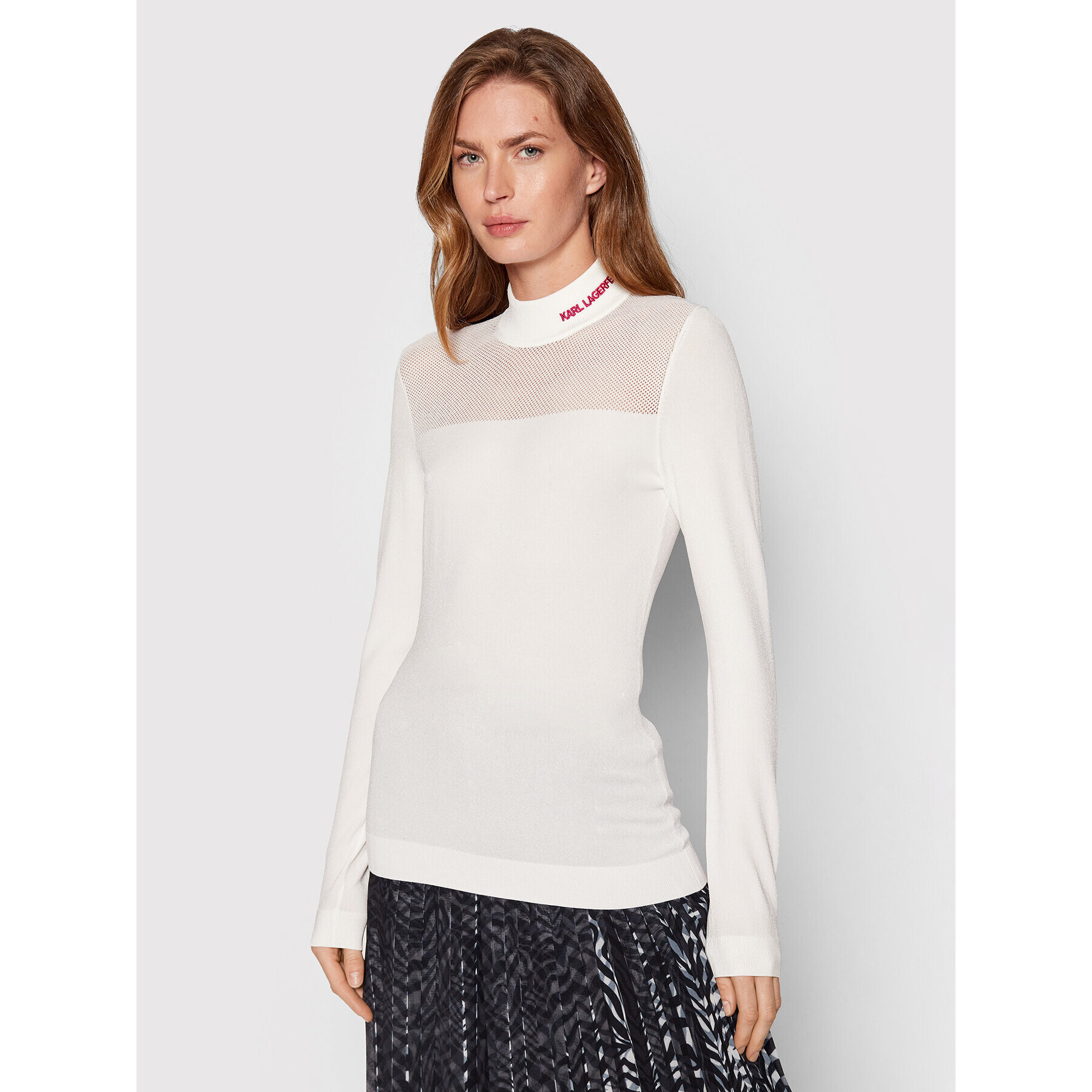 KARL LAGERFELD Поло Logo 221W2001 Бял Regular Fit - Pepit.bg