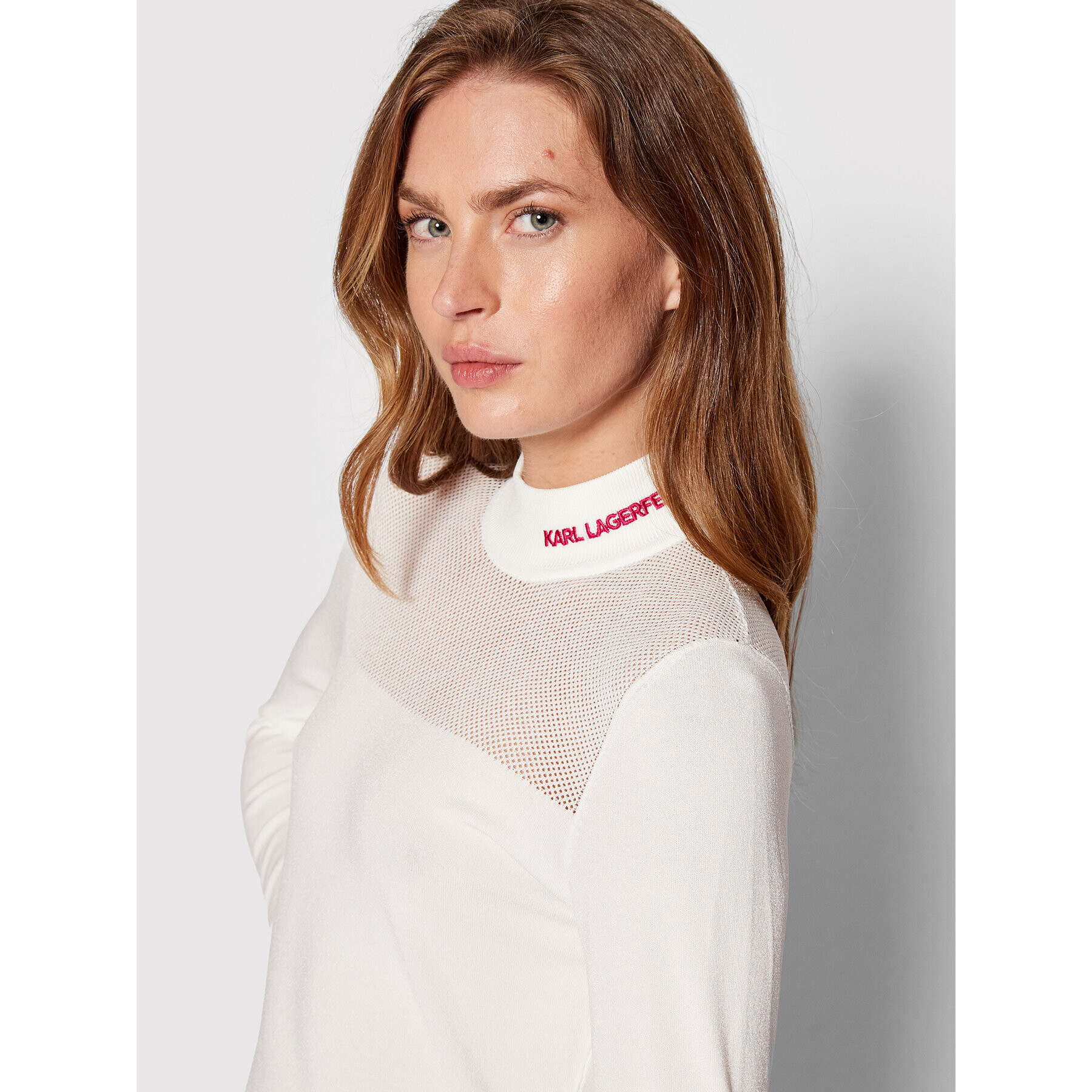 KARL LAGERFELD Поло Logo 221W2001 Бял Regular Fit - Pepit.bg
