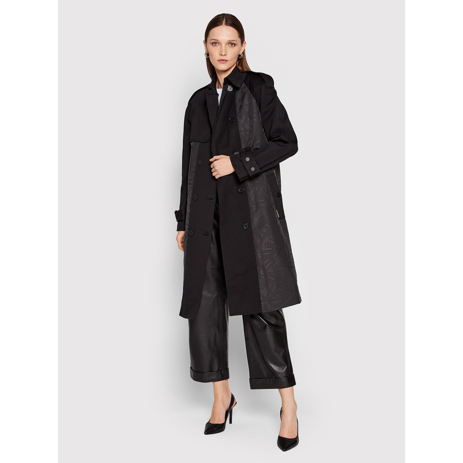 KARL LAGERFELD Преходно палто Printed 220W1503 Черен Regular Fit - Pepit.bg
