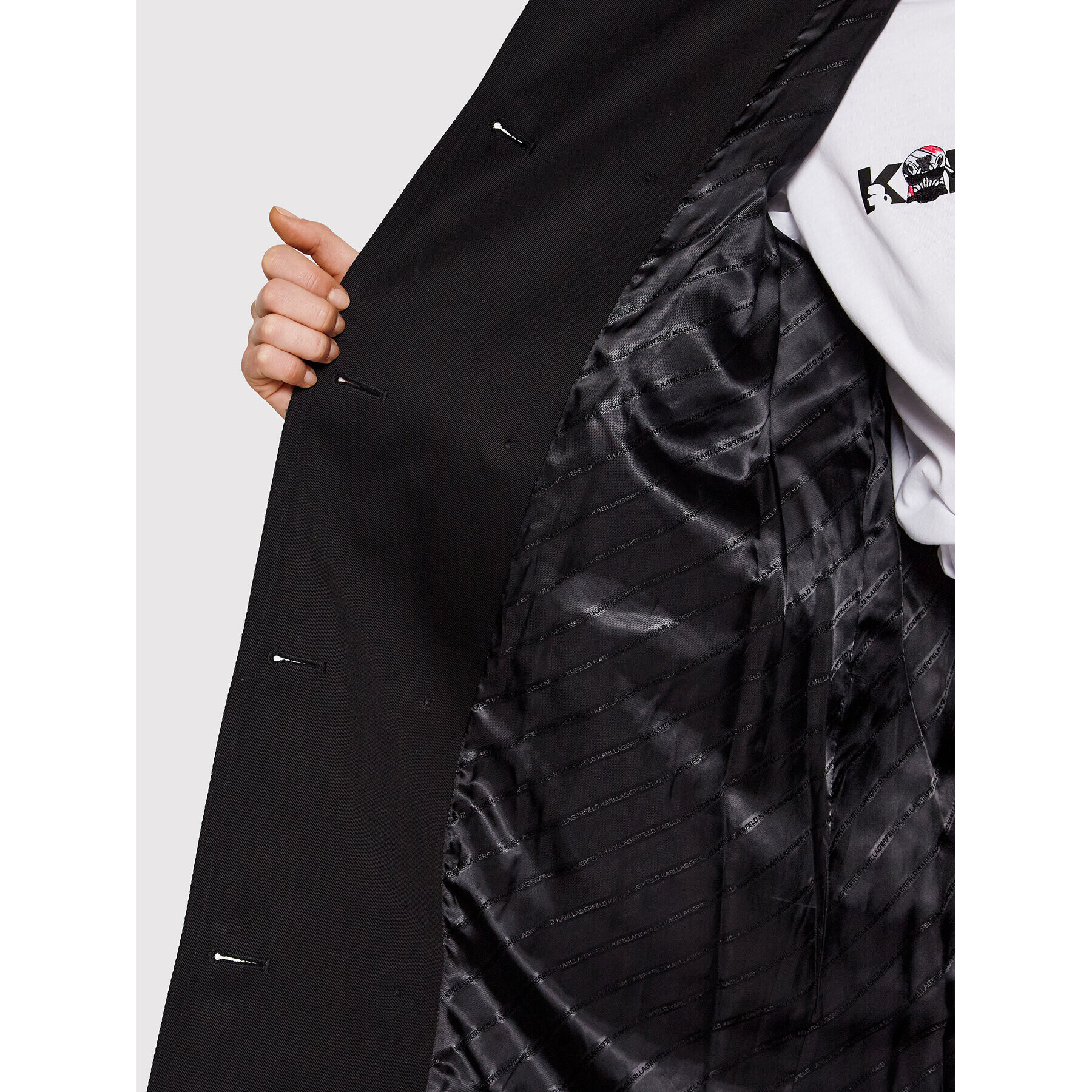 KARL LAGERFELD Преходно палто Printed 220W1503 Черен Regular Fit - Pepit.bg