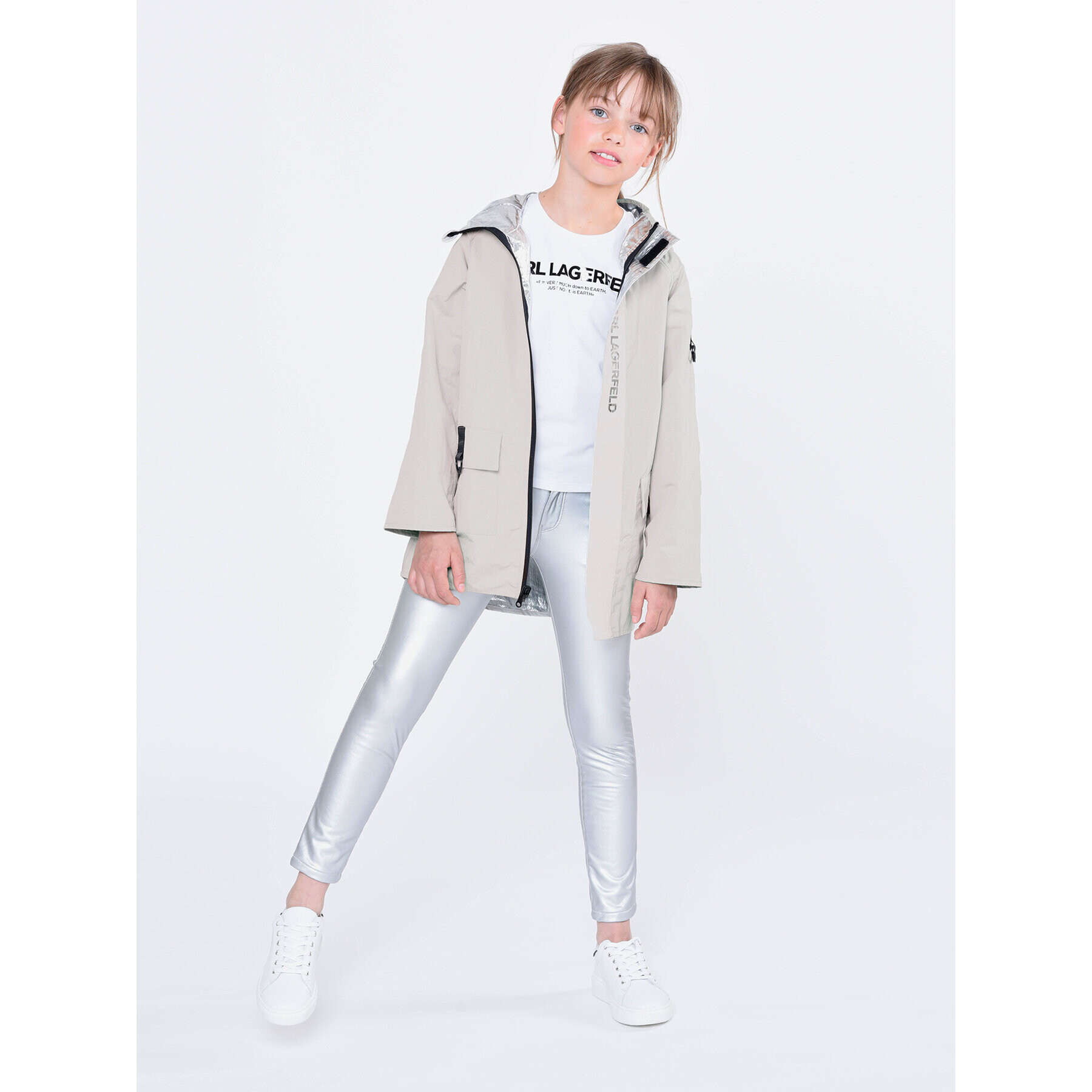 Karl Lagerfeld Kids Преходно яке Z16149 S Сив Regular Fit - Pepit.bg