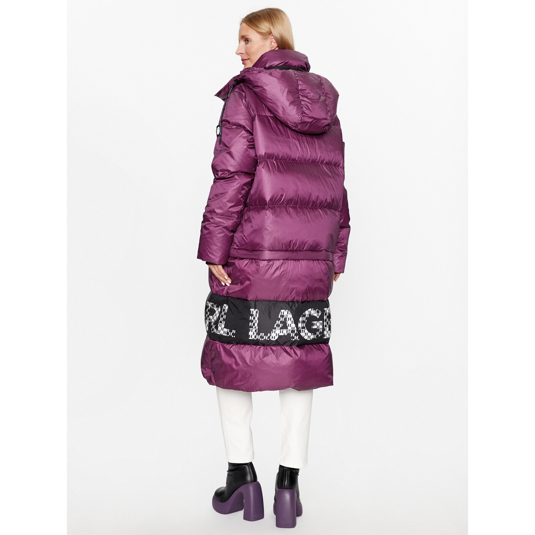 KARL LAGERFELD Пухено яке Check 236W1506 Розов Regular Fit - Pepit.bg