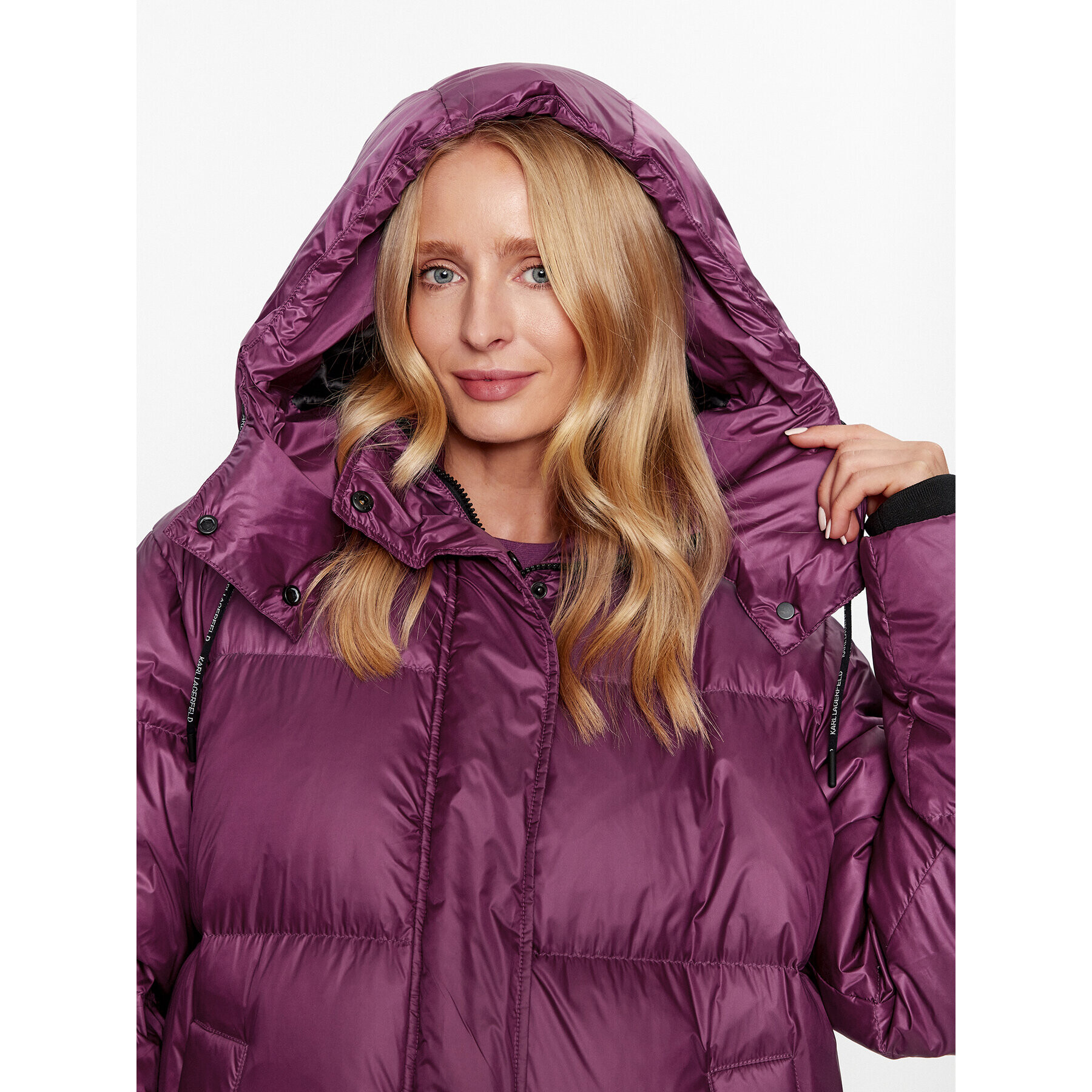 KARL LAGERFELD Пухено яке Check 236W1506 Розов Regular Fit - Pepit.bg