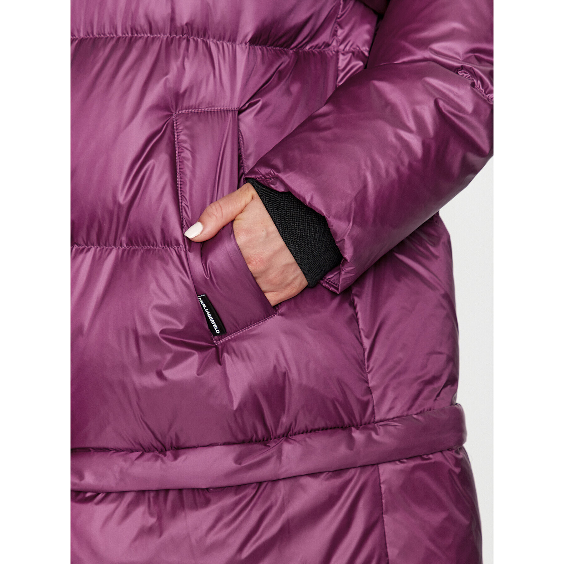 KARL LAGERFELD Пухено яке Check 236W1506 Розов Regular Fit - Pepit.bg