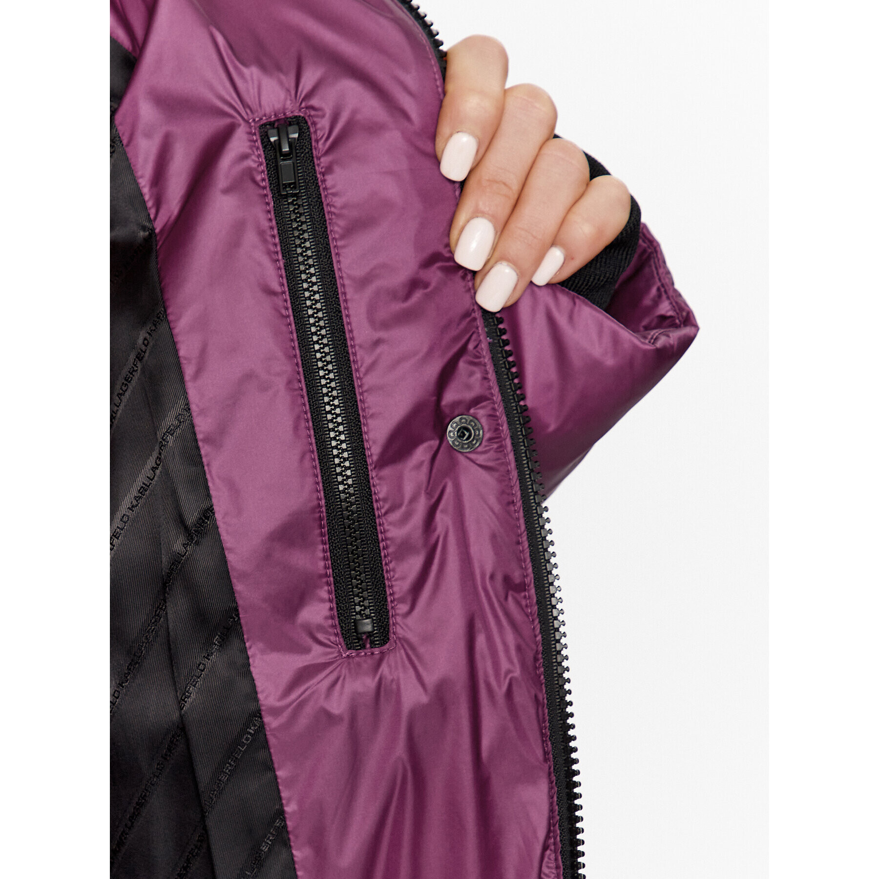 KARL LAGERFELD Пухено яке Check 236W1506 Розов Regular Fit - Pepit.bg