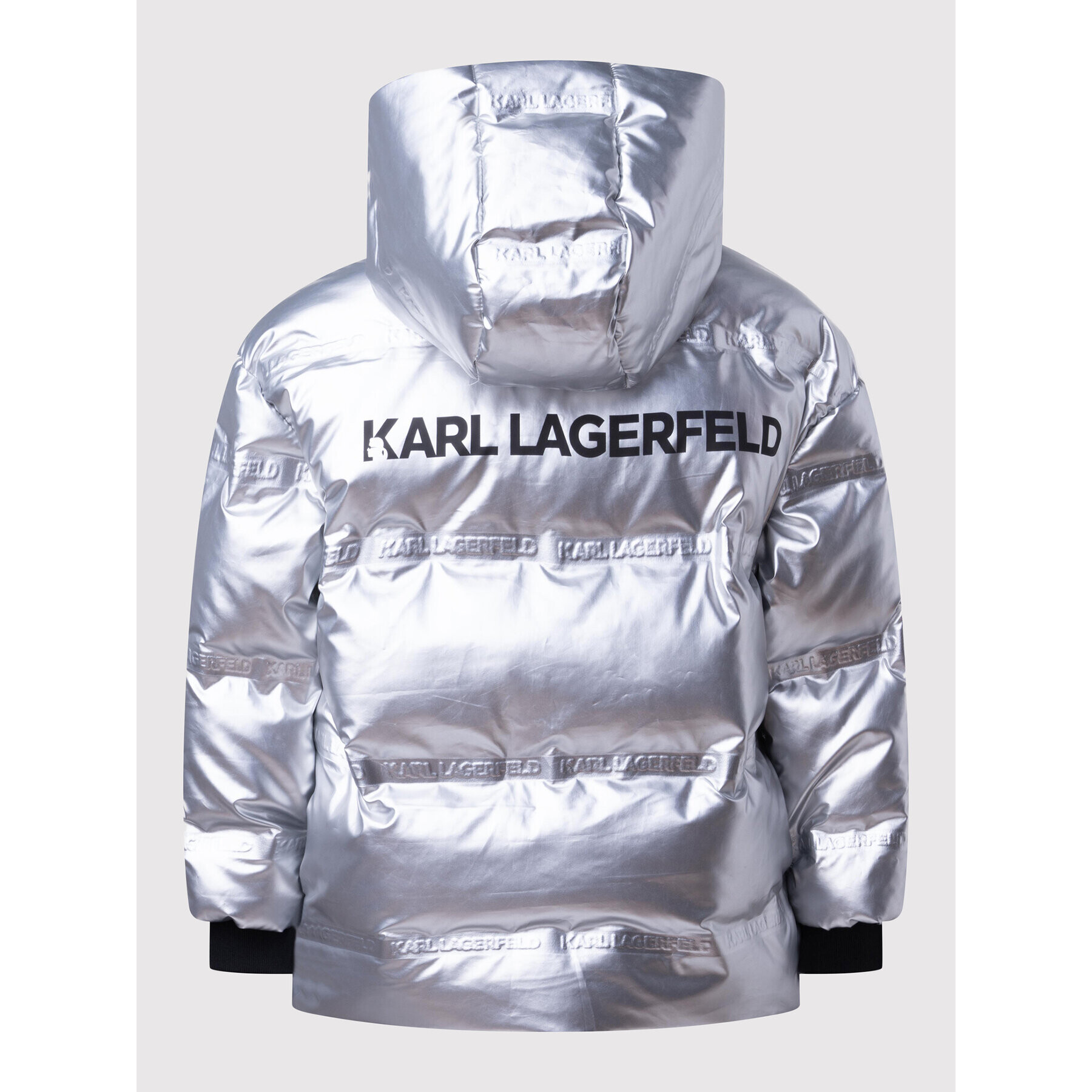 KARL LAGERFELD Пухено яке Z16140 S Сребрист Regular Fit - Pepit.bg