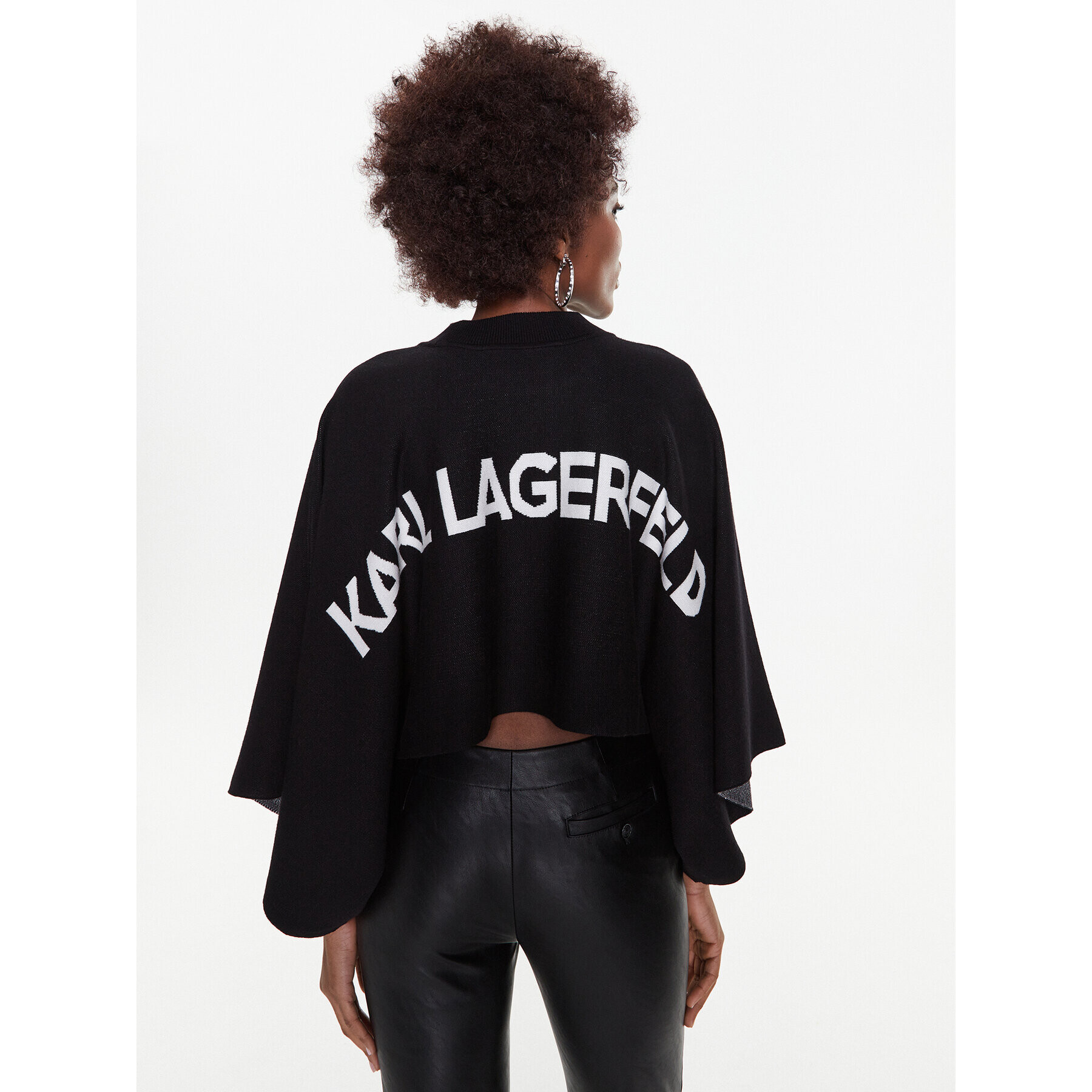 KARL LAGERFELD Пуловер 225W2002 Черен Loose Fit - Pepit.bg