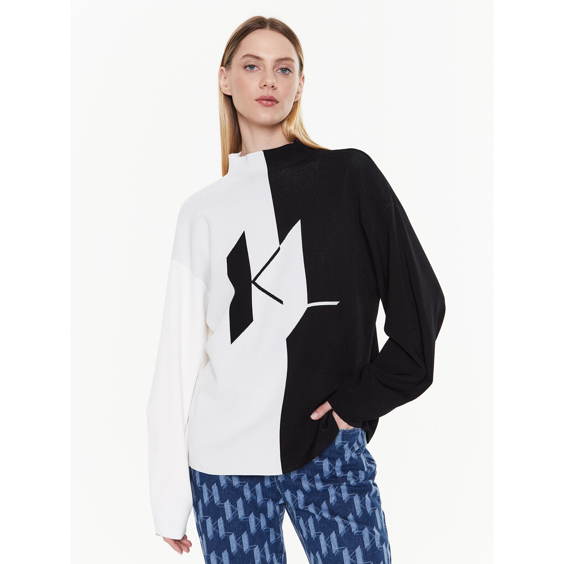 KARL LAGERFELD Пуловер 225W2005 Черен Regular Fit - Pepit.bg
