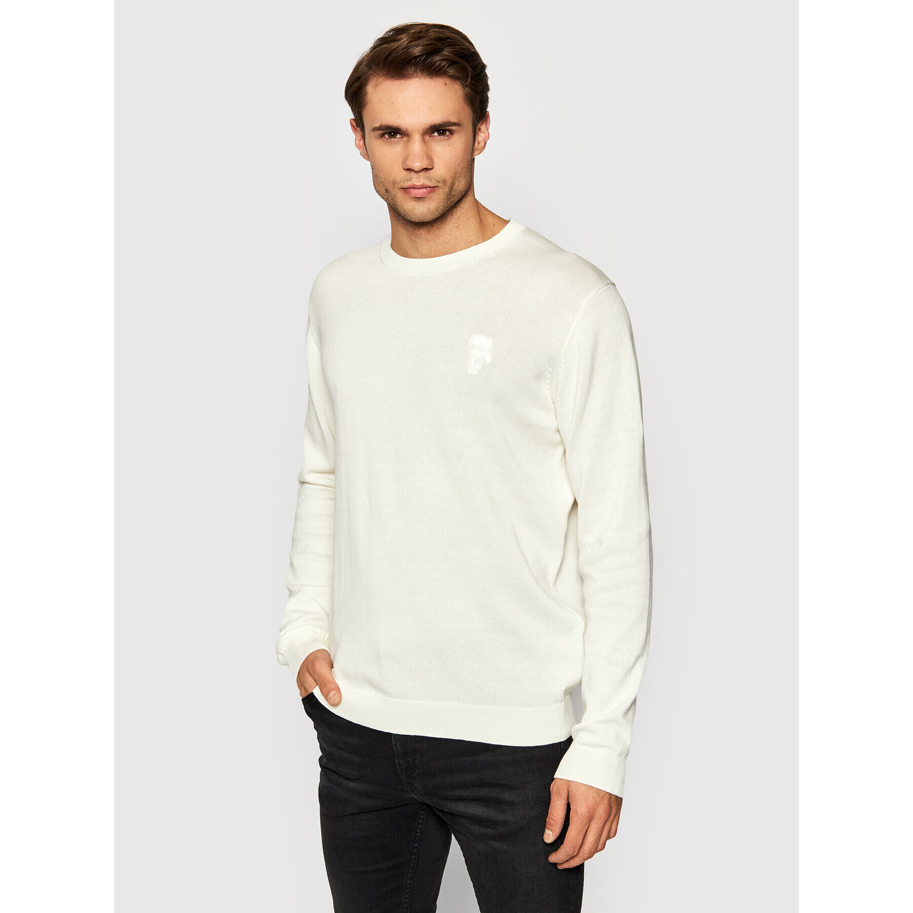 KARL LAGERFELD Пуловер Knit 655029 512301 Бял Regular Fit - Pepit.bg