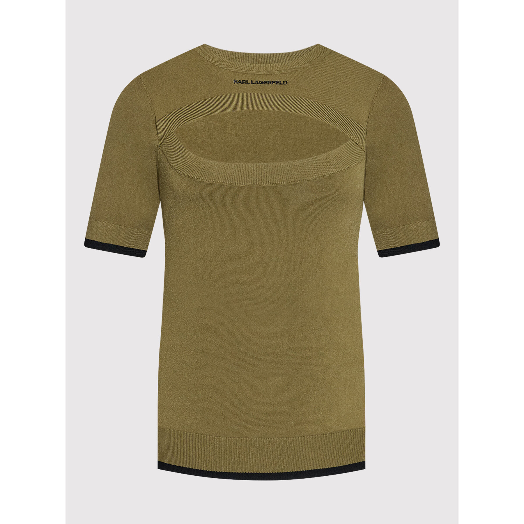 KARL LAGERFELD Пуловер Logo 221W2005 Зелен Slim Fit - Pepit.bg