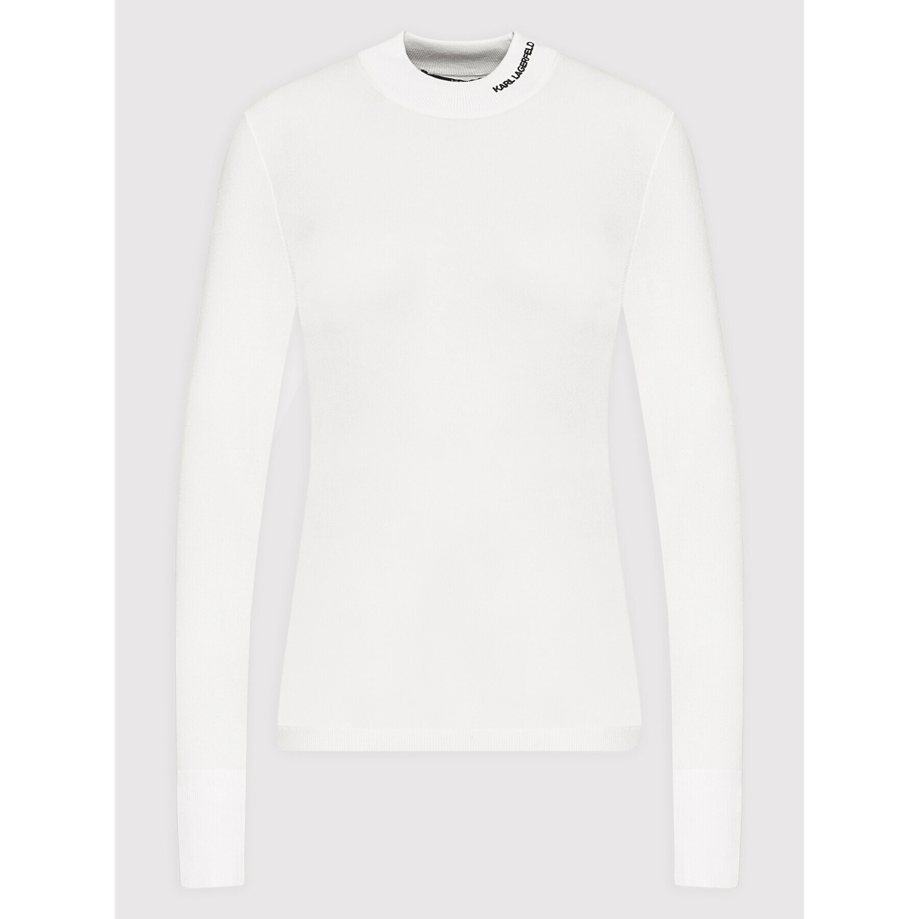 KARL LAGERFELD Пуловер Logo Mock 216W2010 Бял Slim Fit - Pepit.bg