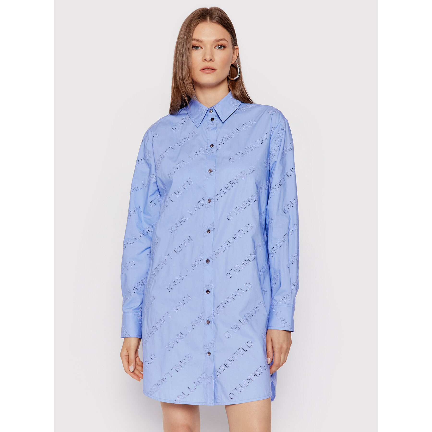 KARL LAGERFELD Риза 215W1600 Син Oversize - Pepit.bg