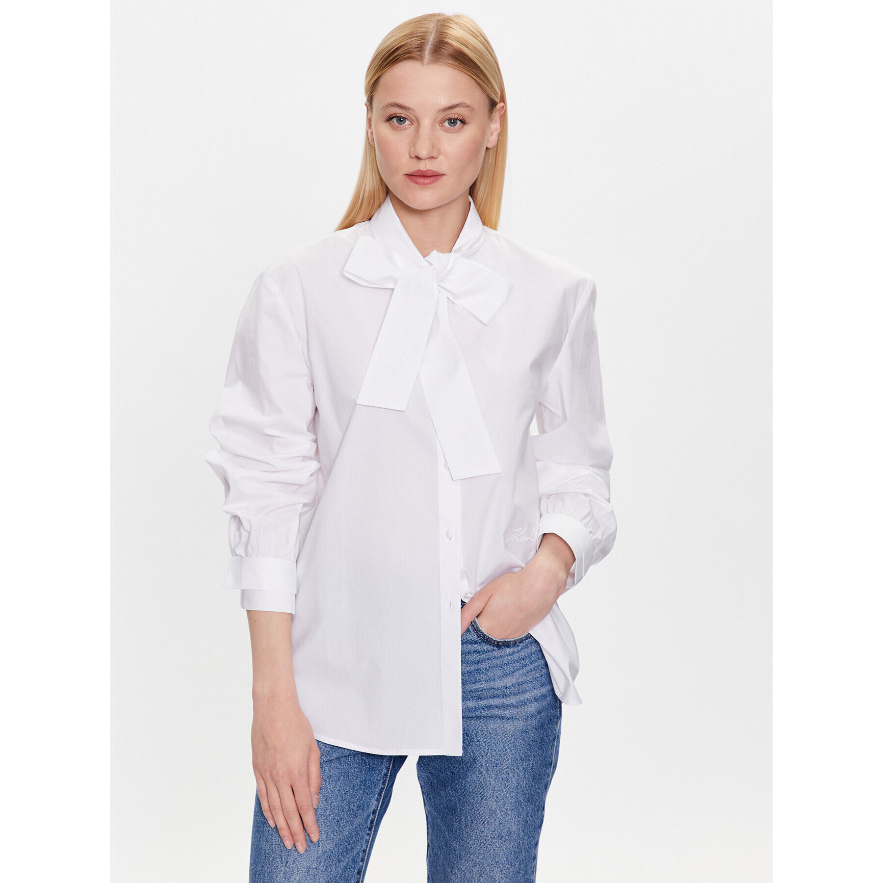 KARL LAGERFELD Риза 225W1606 Бял Regular Fit - Pepit.bg