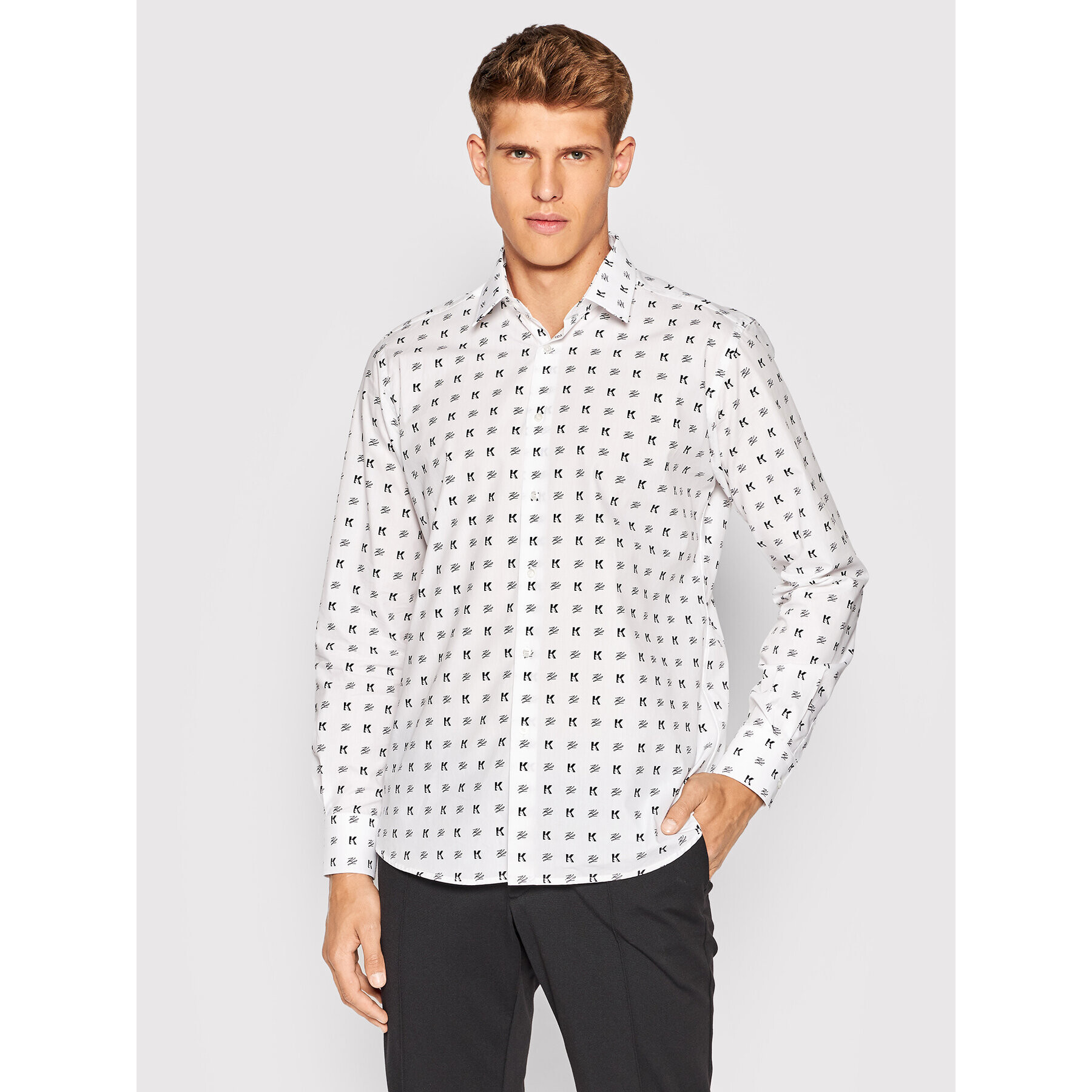 KARL LAGERFELD Риза 605000 521606 Бял Modern Fit - Pepit.bg